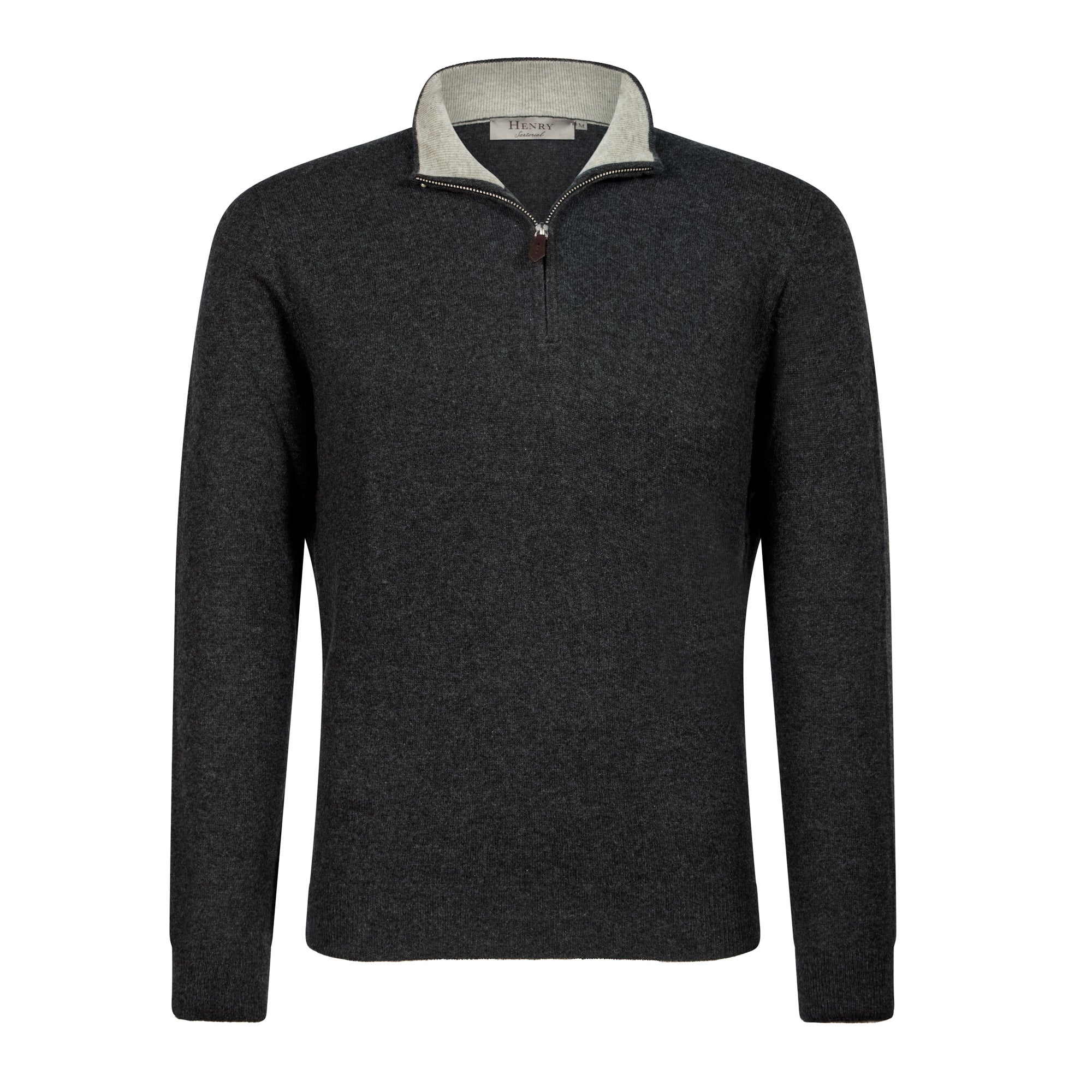 HENRY SARTORIAL Cashmere Quarter Zip 12GG CHARCOAL - Henry BucksKnitwear46AW230009 - CHCL - SM