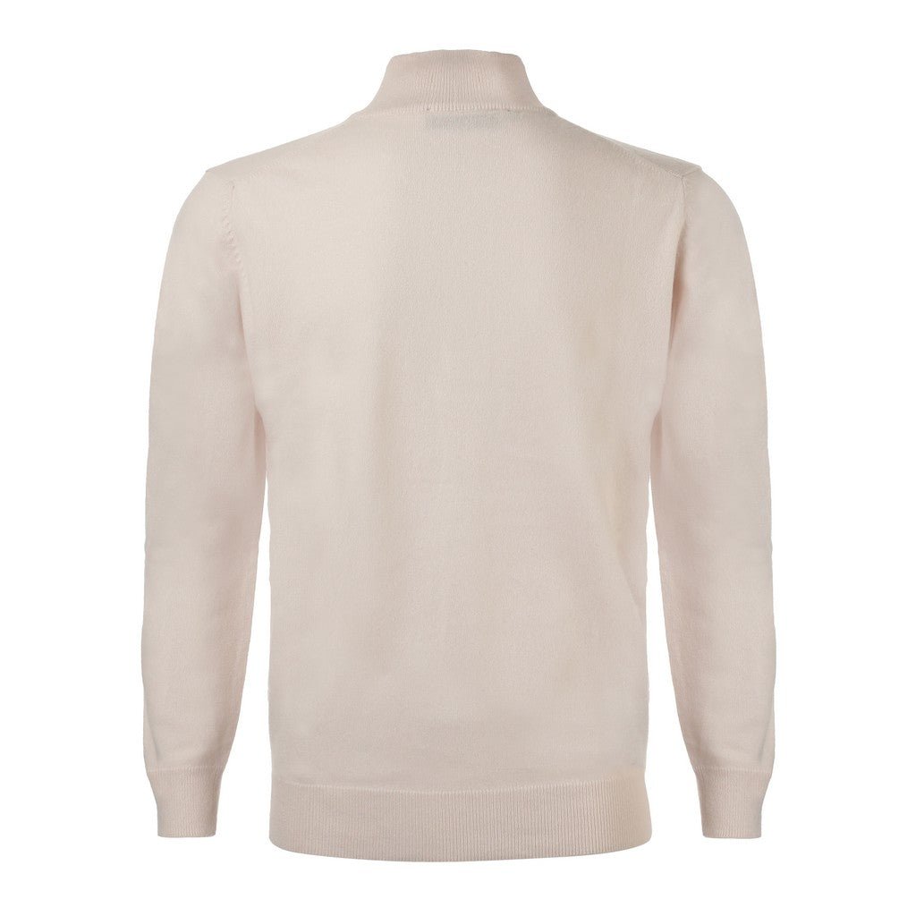 HENRY SARTORIAL Cashmere Quarter Zip 12GG CREAM - Henry Bucks