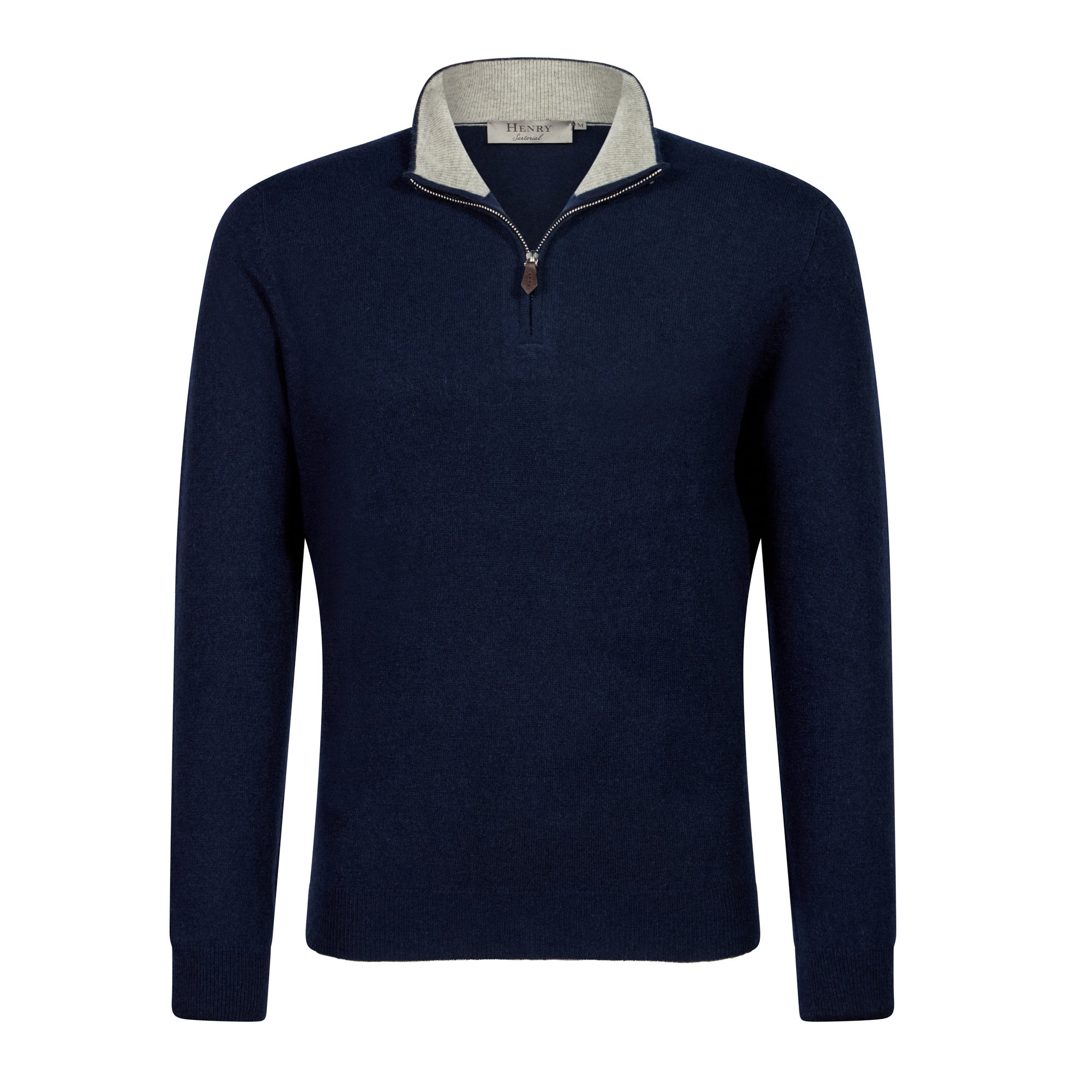 HENRY SARTORIAL Cashmere Quarter Zip 12GG NAVY - Henry BucksKnitwear46AW230009 - NAVY - SM