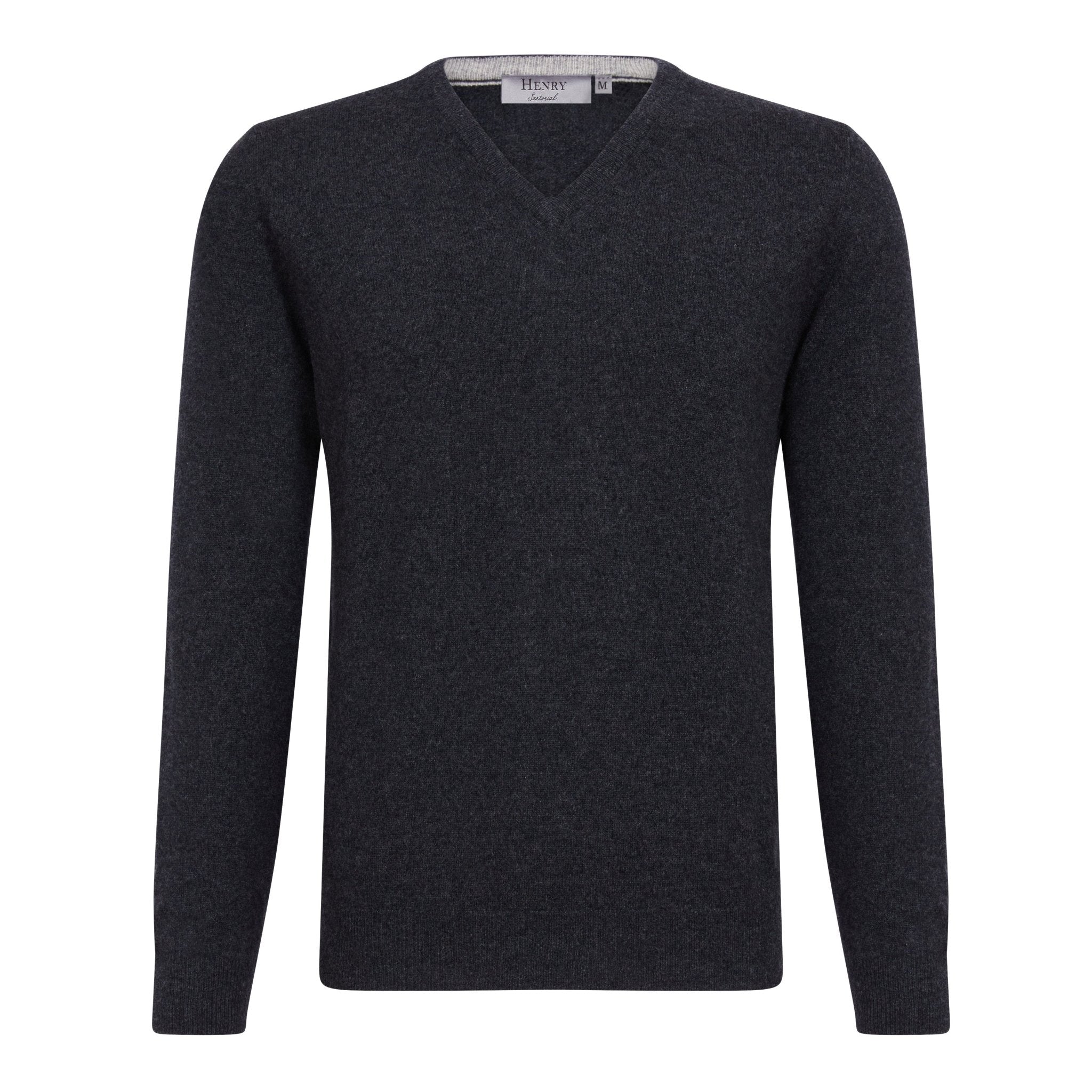 HENRY SARTORIAL Cashmere V Neck Knit CHARCOAL - Henry BucksKnitwear46AW230007 - CHCL - SM