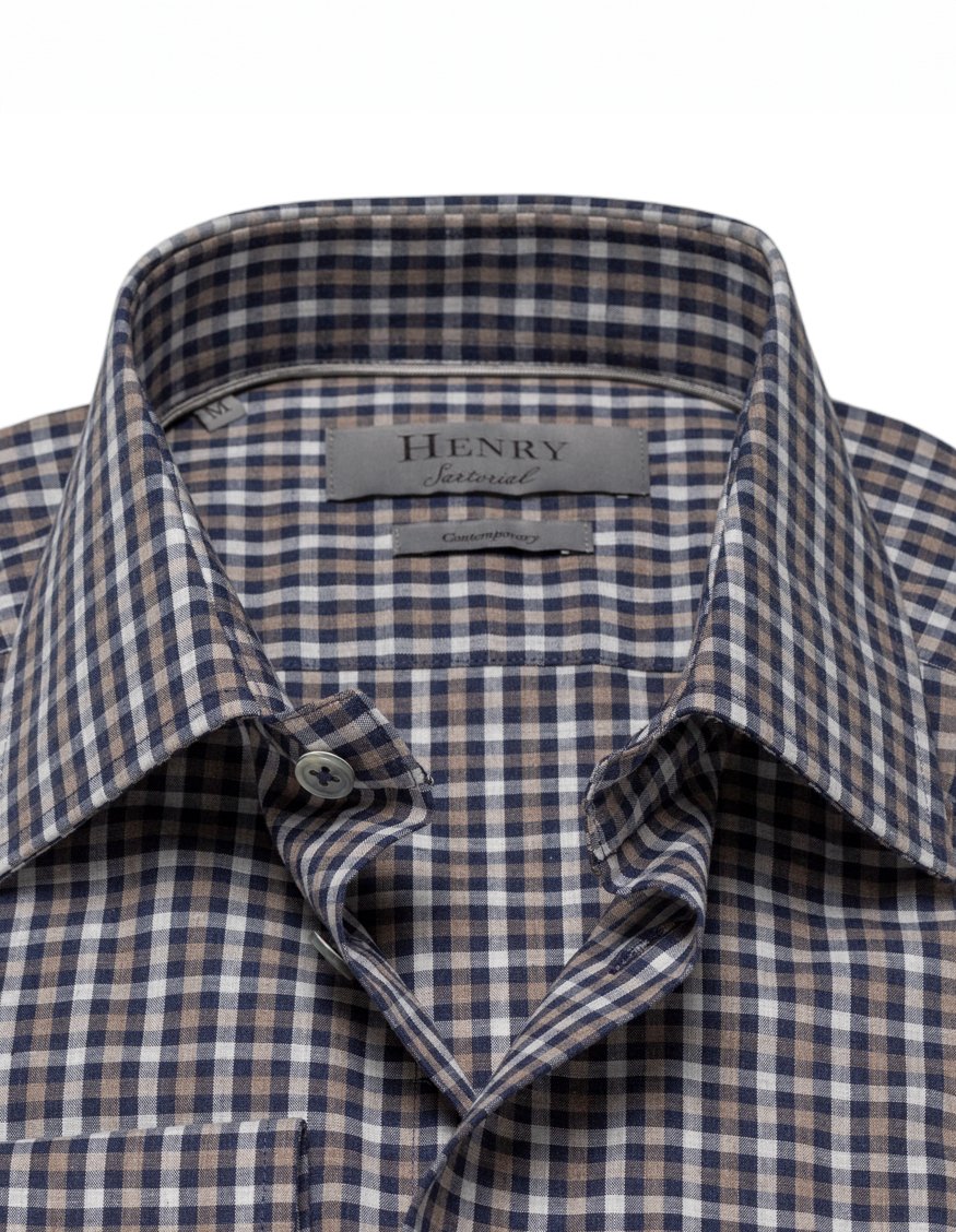 HENRY SARTORIAL Casual Check Shirt BLACK MULTI - Henry BucksShirts38SS230120 - BLKMLTI - 38/S