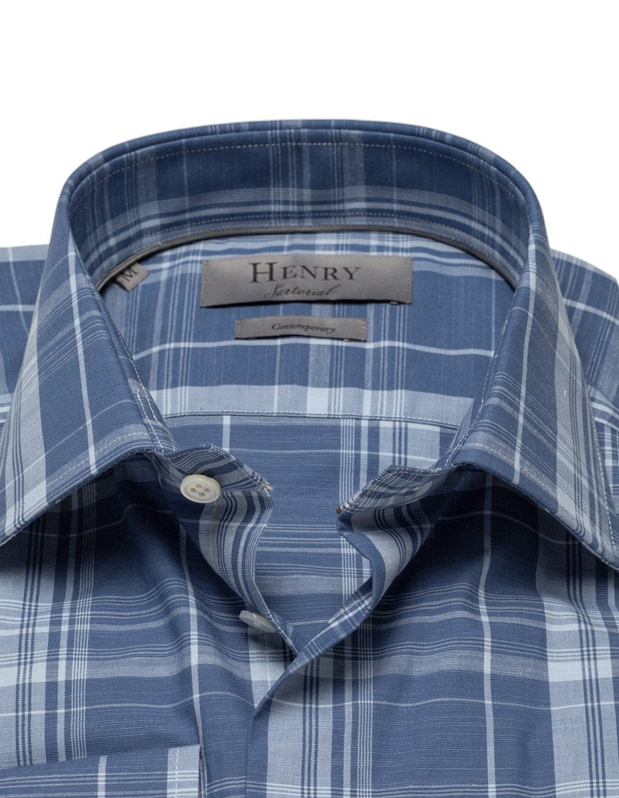 HENRY SARTORIAL Casual Check Shirt BLUE CHECK - Henry BucksShirts38SS230122 - BLUCHECK - 38/S