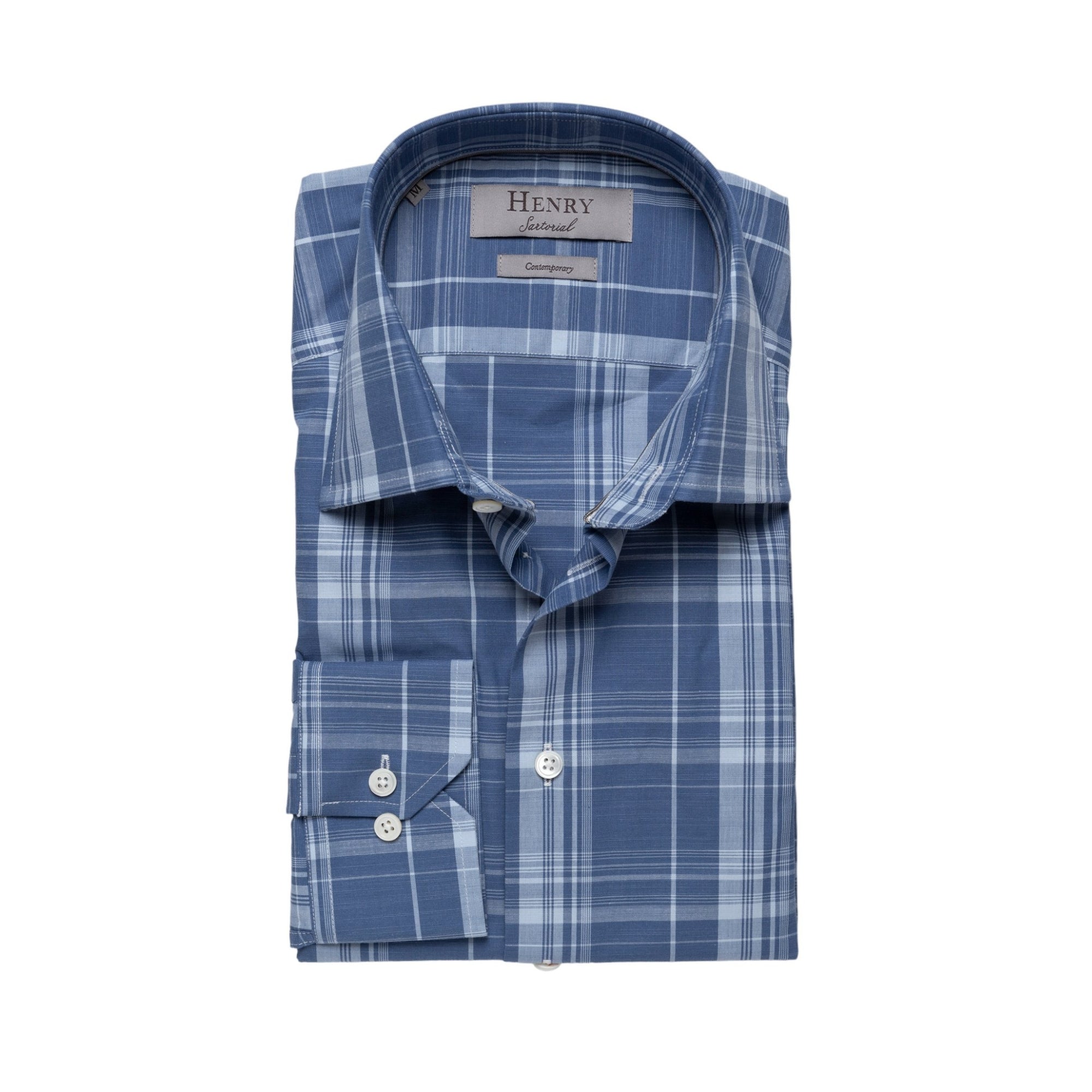 HENRY SARTORIAL Casual Check Shirt BLUE CHECK - Henry BucksShirts38SS230122 - BLUCHECK - 38/S