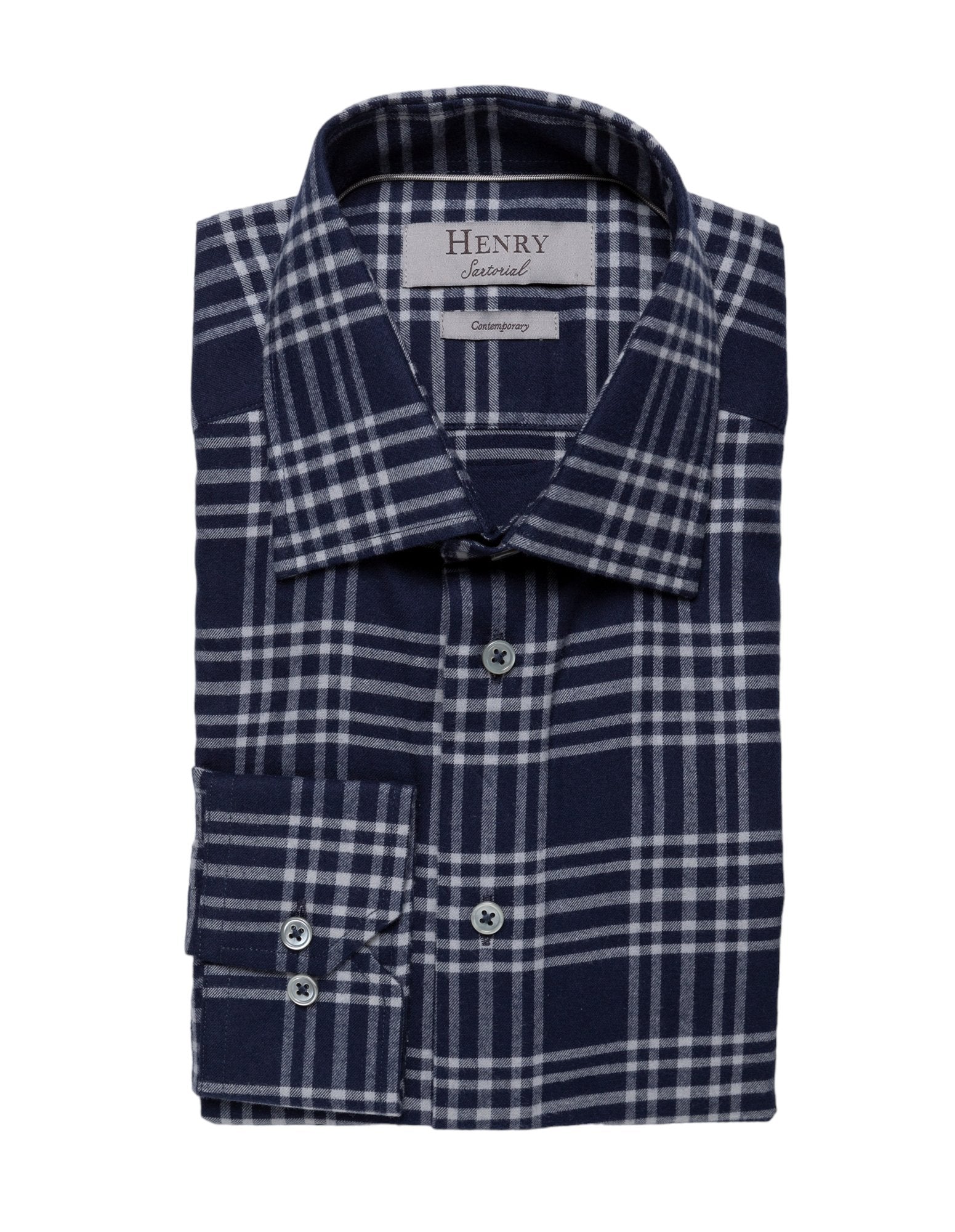 HENRY SARTORIAL Casual Check Shirt NAVY MULTI - Henry BucksShirts38SS230121 - NVYMLTI - 38/S