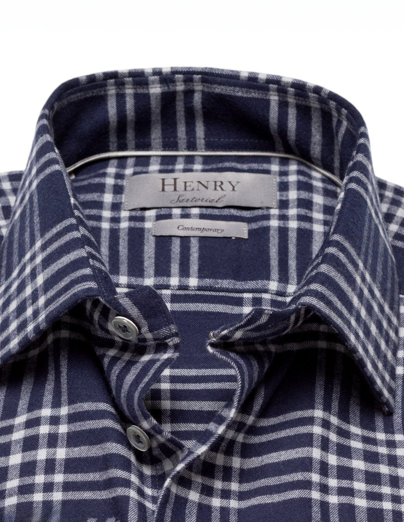 HENRY SARTORIAL Casual Check Shirt NAVY MULTI - Henry BucksShirts38SS230121 - NVYMLTI - 38/S