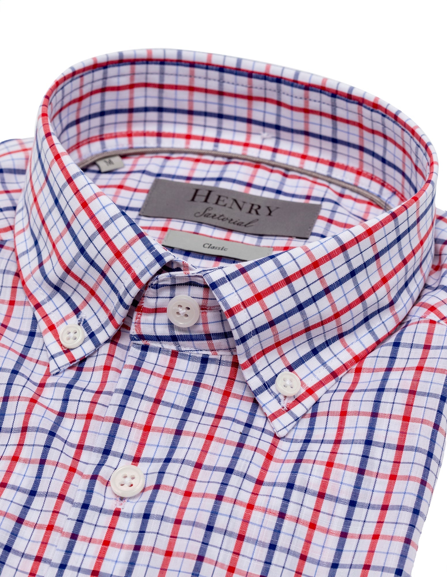 HENRY SARTORIAL Casual Check Shirt WHITE/NAVY/RED - Henry BucksShirts38AW230093 - WHTNVYRD - SM