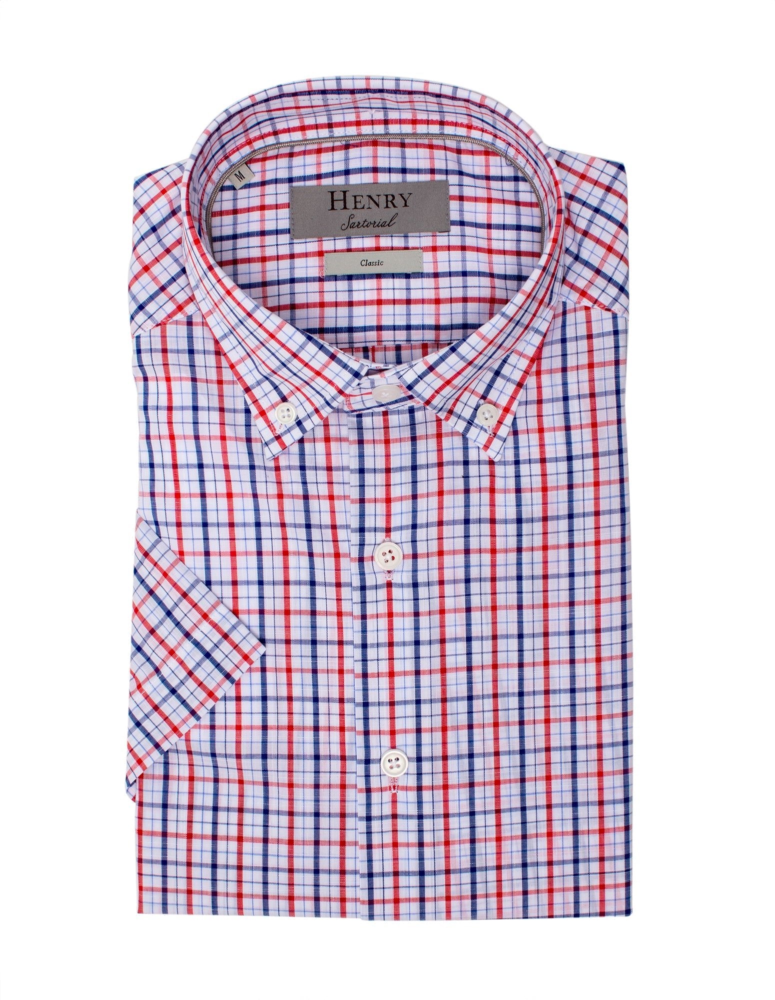 HENRY SARTORIAL Casual Check Shirt WHITE/NAVY/RED - Henry BucksShirts38AW230093 - WHTNVYRD - SM