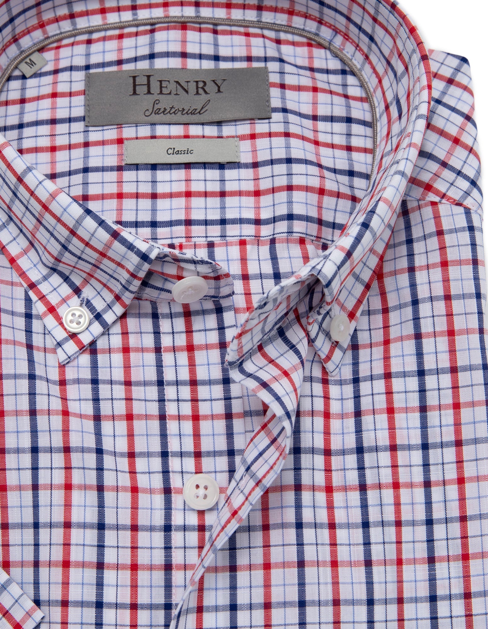 HENRY SARTORIAL Casual Check Shirt WHITE/NAVY/RED - Henry BucksShirts38AW230093 - WHTNVYRD - SM