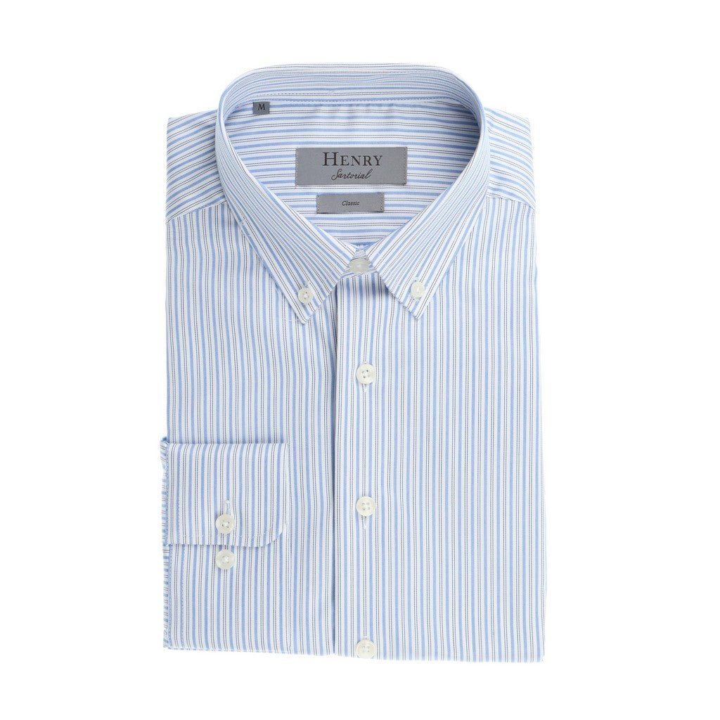 HENRY SARTORIAL Casual Long Sleeve Shirt LIGHT BLUE - Henry Bucks