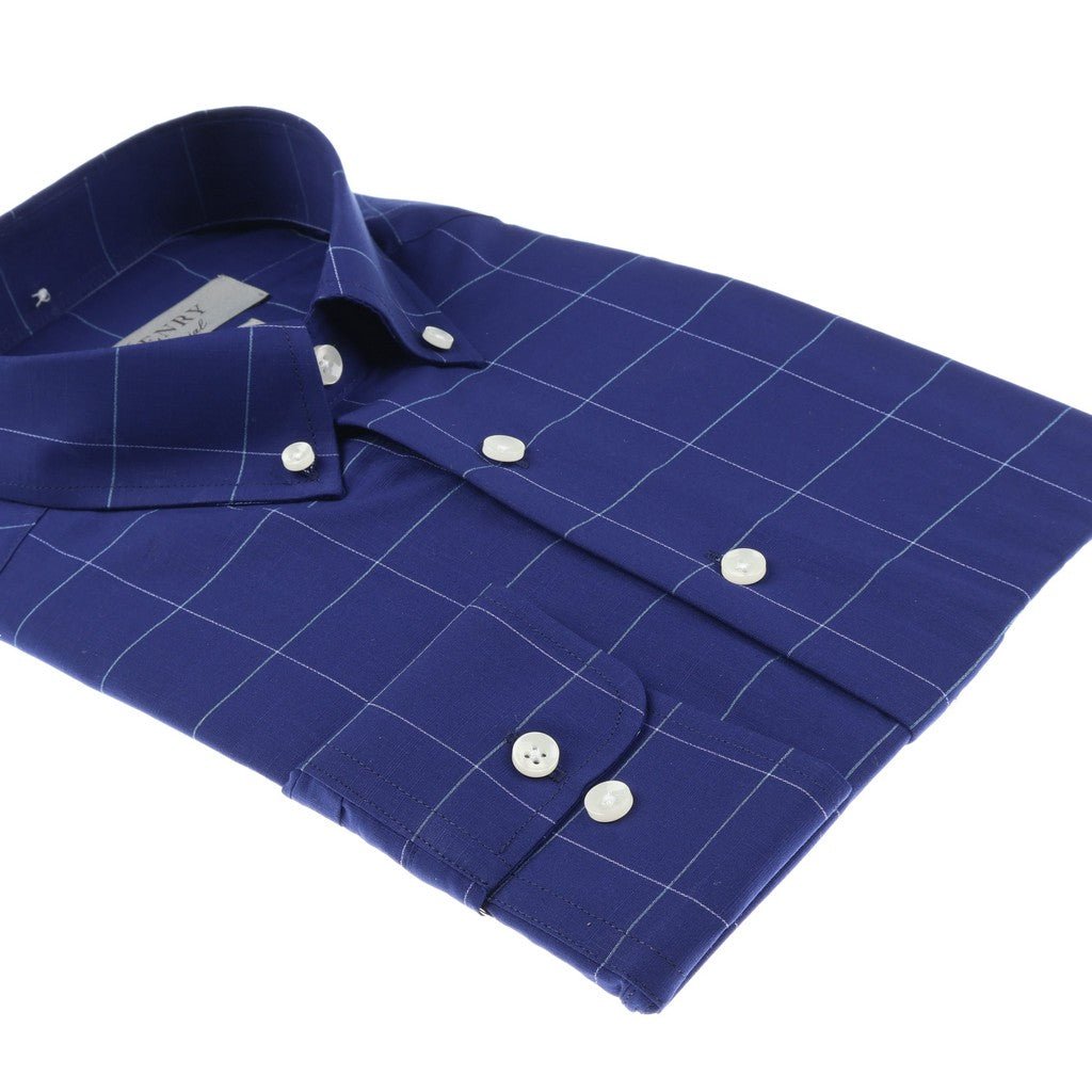HENRY SARTORIAL Casual Long Sleeve Shirt NAVY/BLUE - Henry Bucks