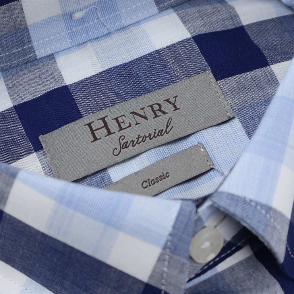 HENRY SARTORIAL Casual Long Sleeve Shirt NAVY - Henry Bucks