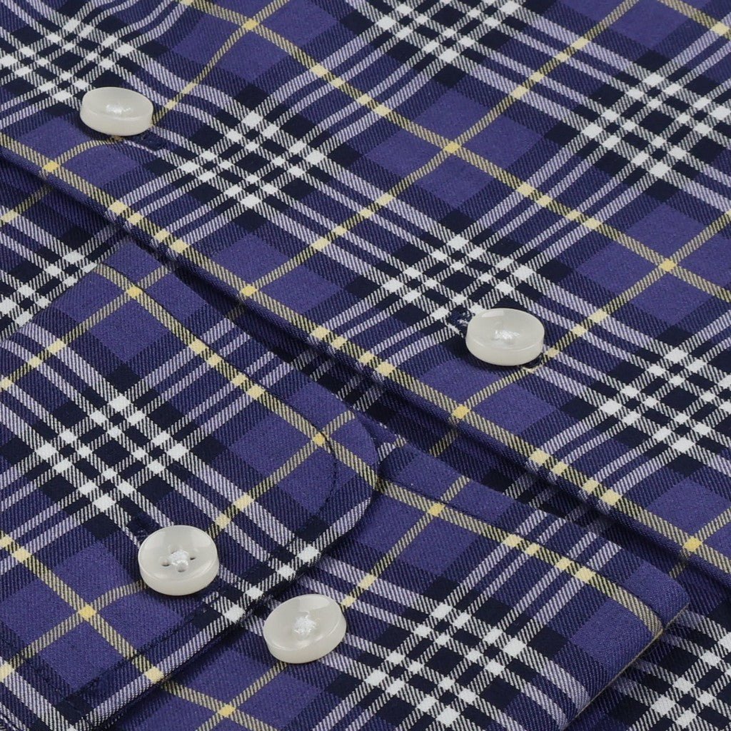 HENRY SARTORIAL Casual Long Sleeve Shirt NAVY/YELLOW - Henry Bucks