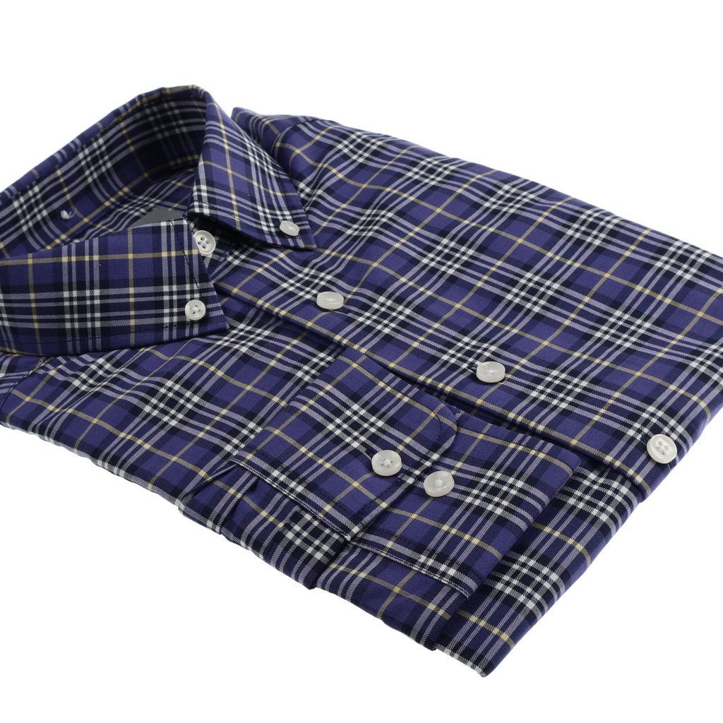 HENRY SARTORIAL Casual Long Sleeve Shirt NAVY/YELLOW - Henry Bucks