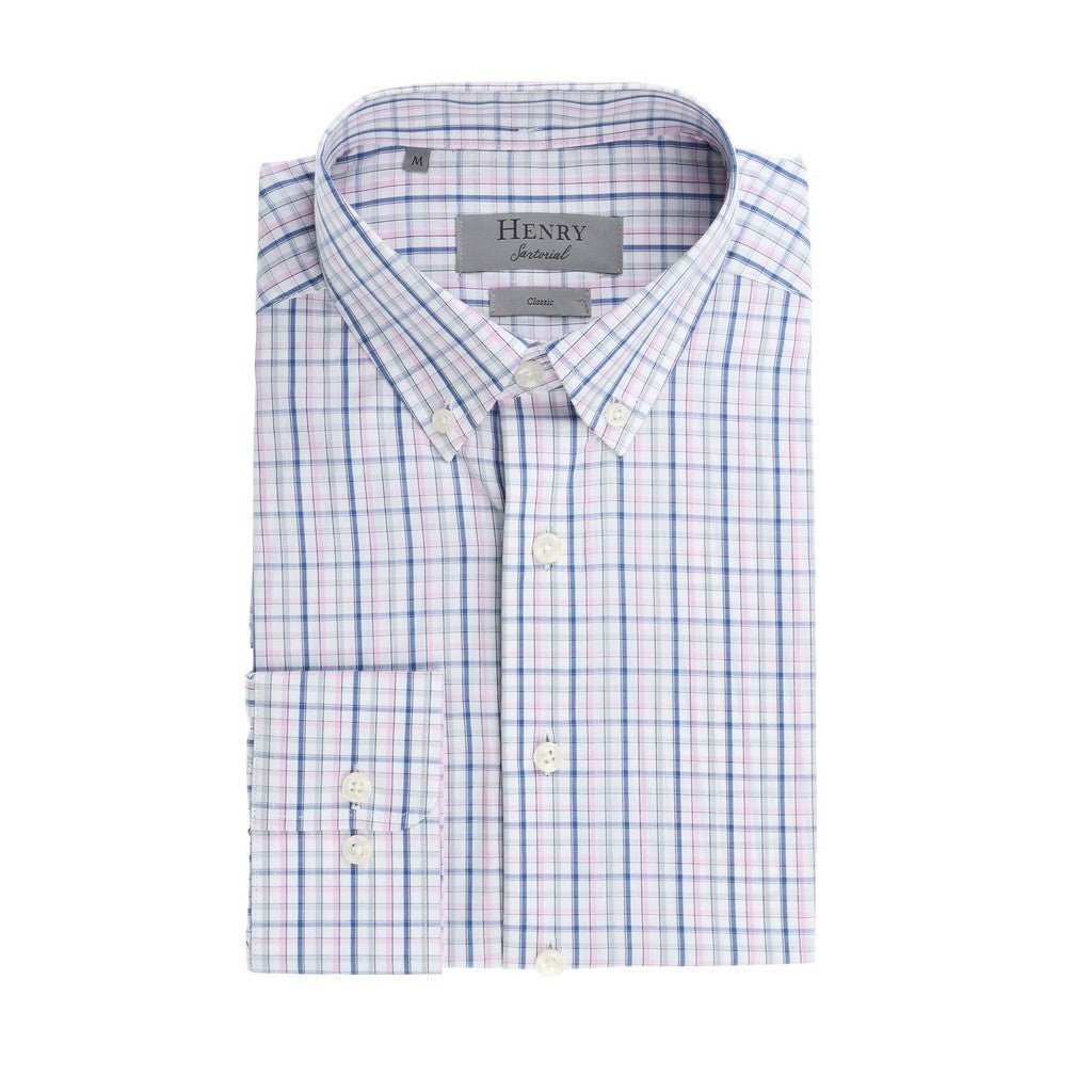 HENRY SARTORIAL Casual Long Sleeve Shirt PINK/WHITE - Henry Bucks