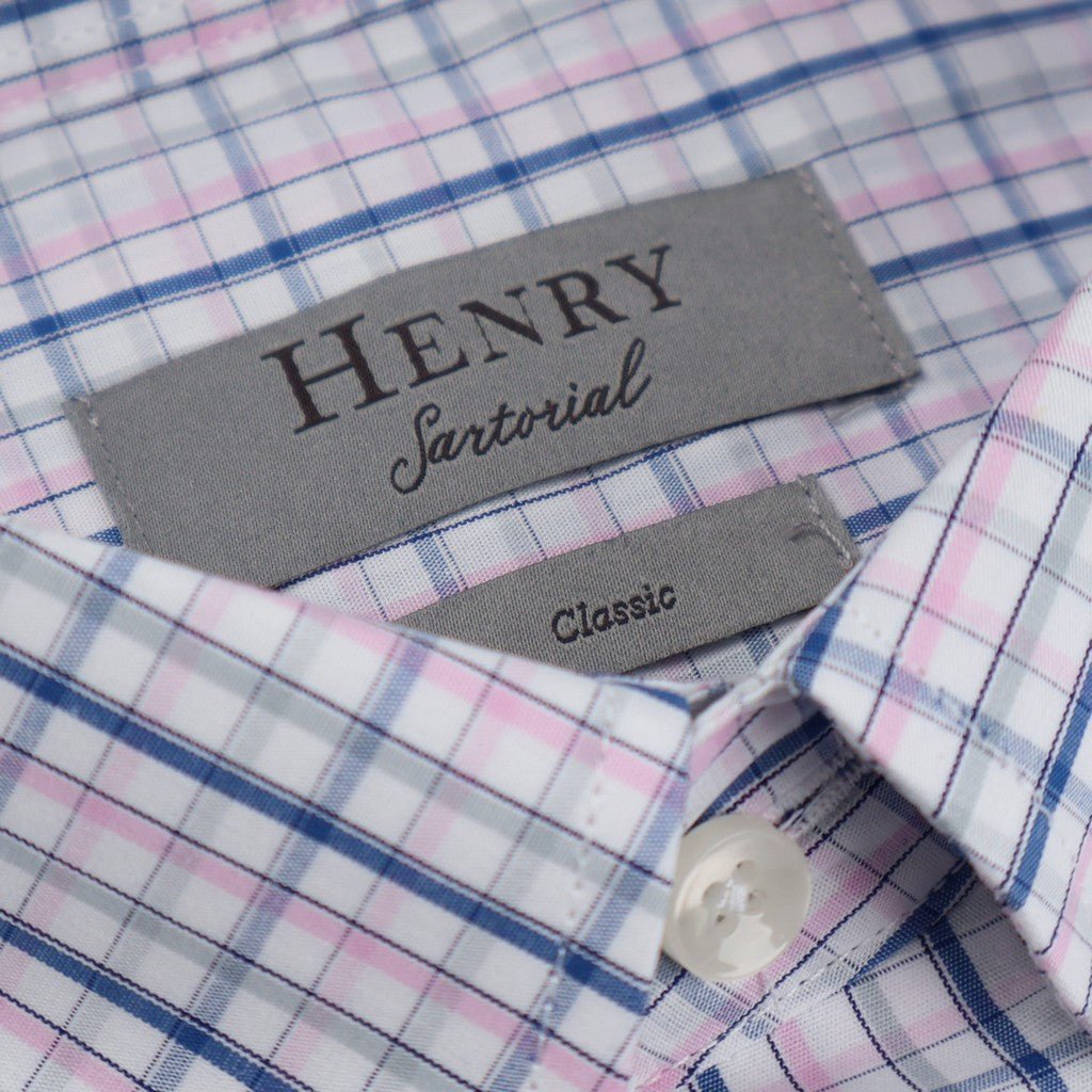 HENRY SARTORIAL Casual Long Sleeve Shirt PINK/WHITE - Henry Bucks