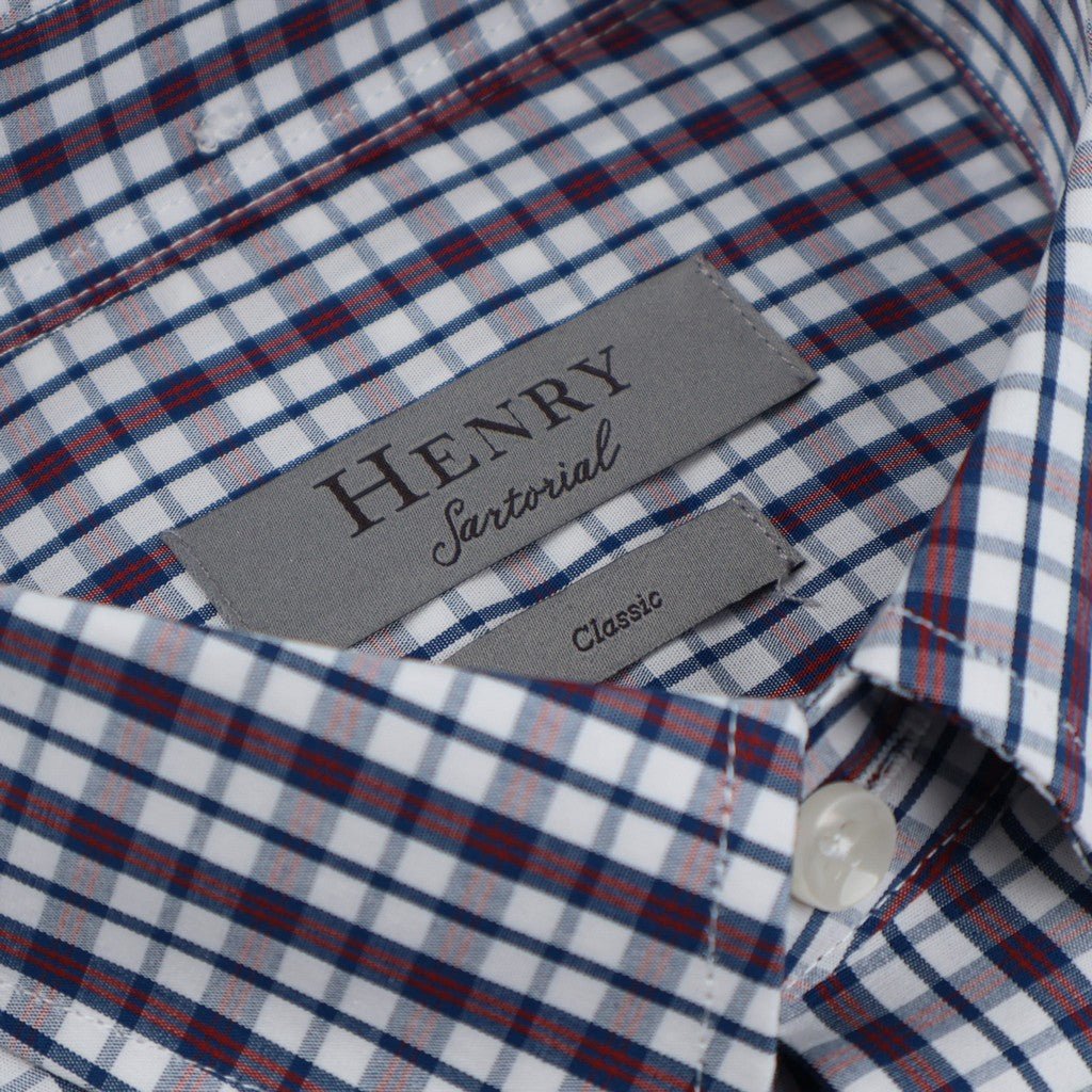 HENRY SARTORIAL Casual Long Sleeve Shirt RED/WHITE - Henry Bucks