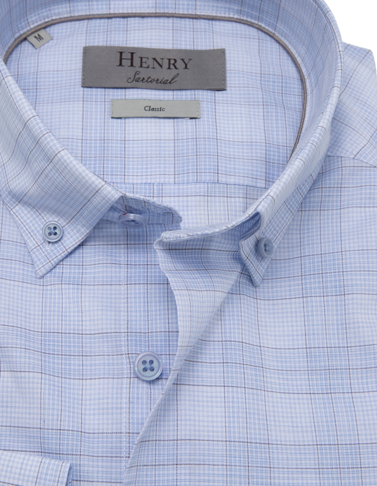 HENRY SARTORIAL Casual Micro Check Shirt BLUE/BROWN - Henry BucksShirts38AW230089 - BLUBRN - SM