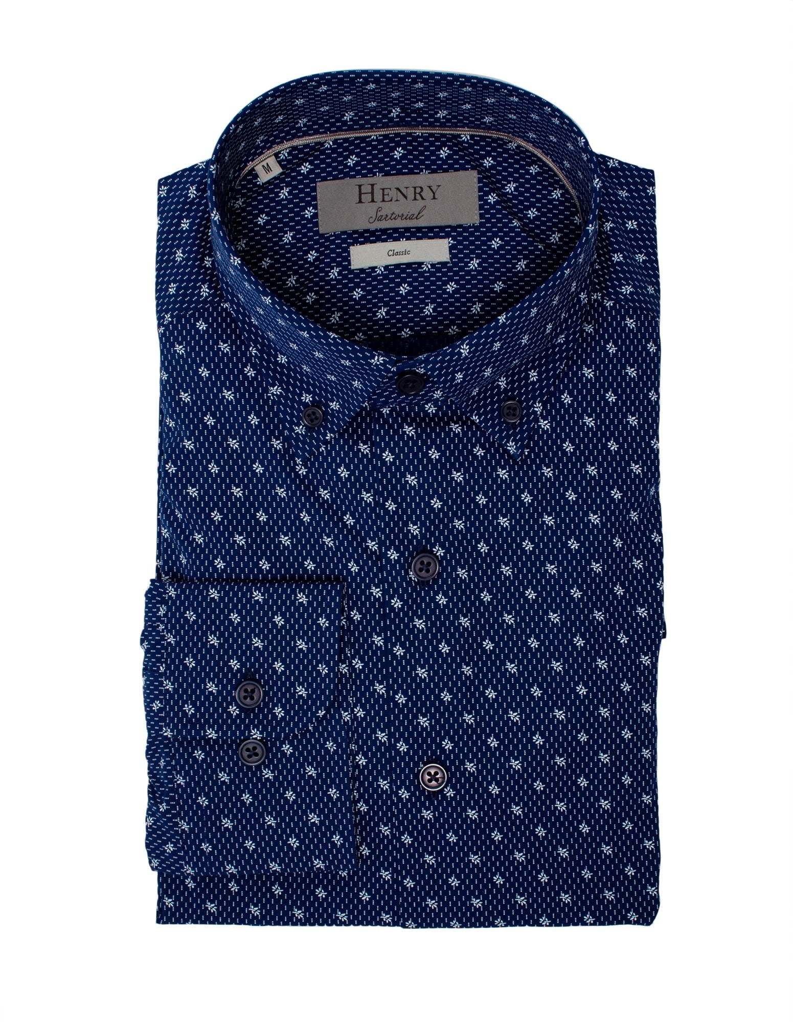 HENRY SARTORIAL Casual Pattern Shirt NAVY - Henry BucksShirts38AW230086 - NAVY - SM