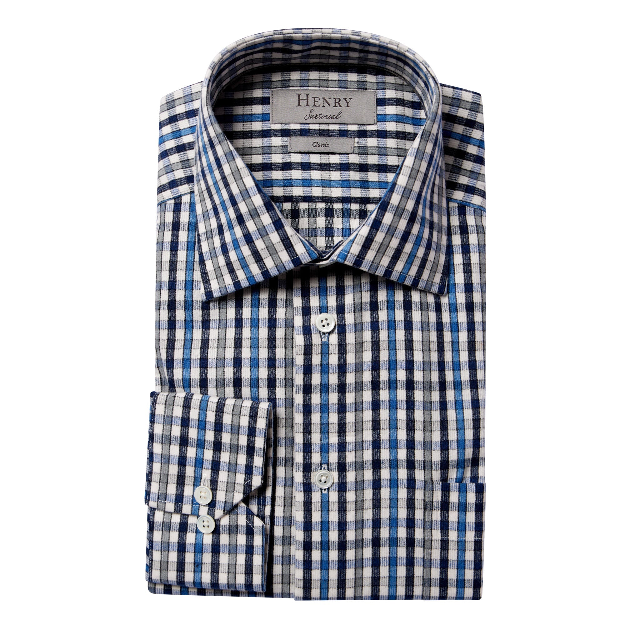 HENRY SARTORIAL Check Casual Shirt BLUE MULTI - Henry BucksShirts61AW240004 - BLUMLTI - M