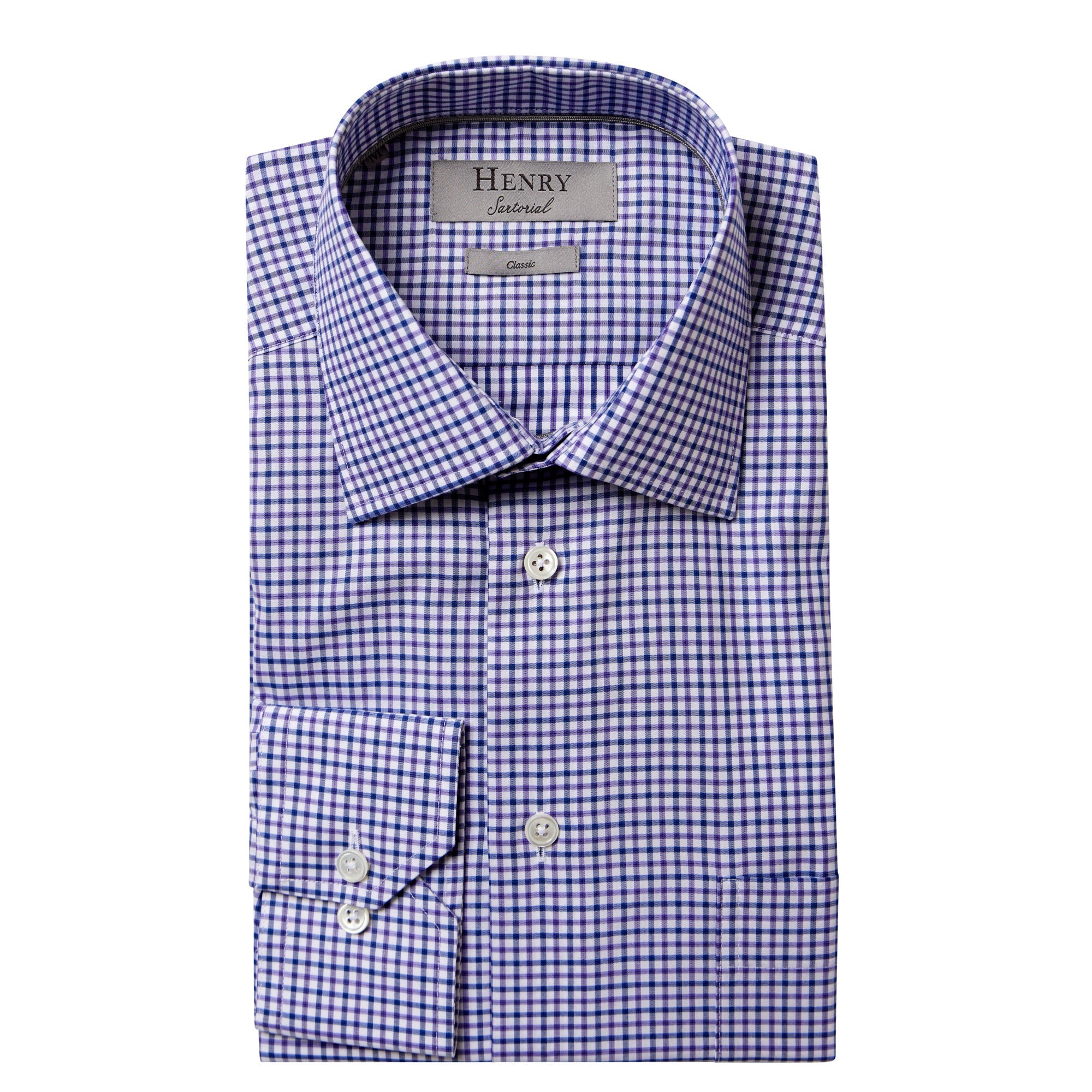 HENRY SARTORIAL Check Casual Shirt DARK NAVY/WHITE/PURPLE - Henry BucksShirts61AW240011 - DNVYWHTPRP - M