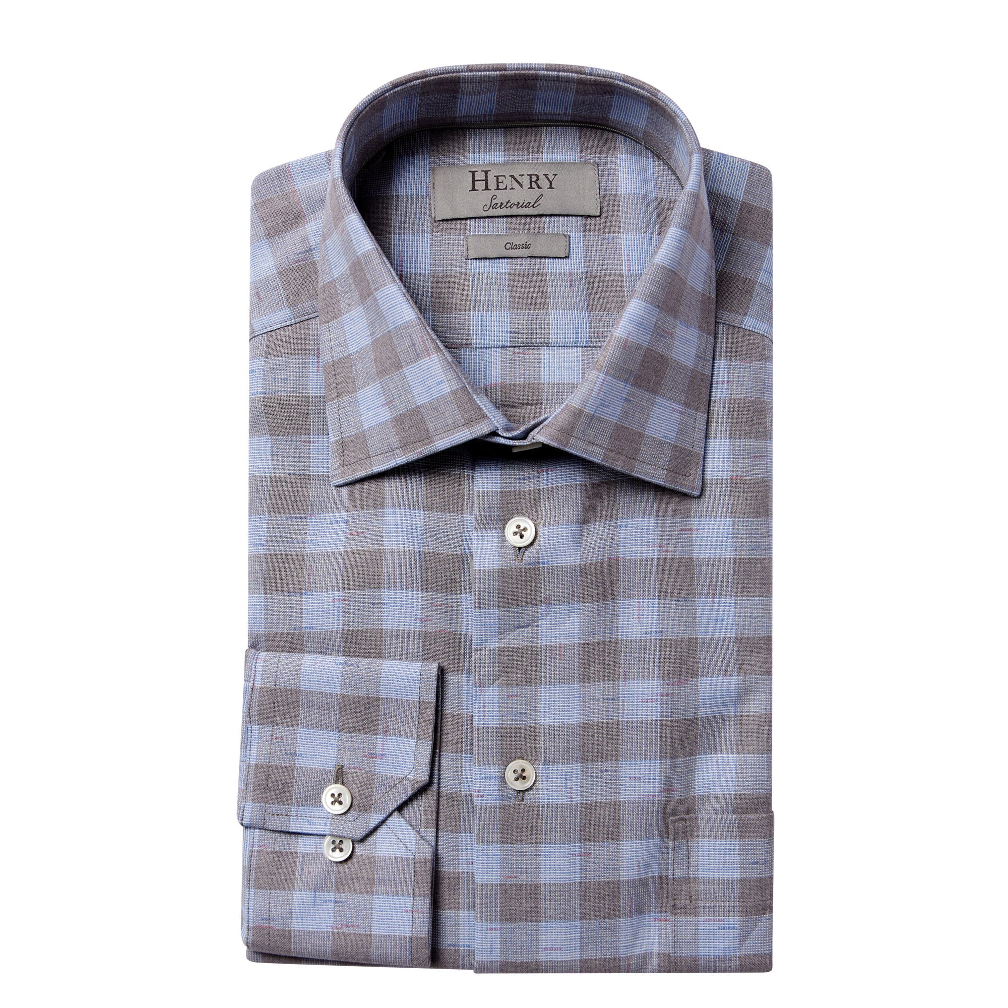 HENRY SARTORIAL Check Casual Shirt GREY/BLUE - Henry BucksShirts61AW240022 - GRYBLU - M