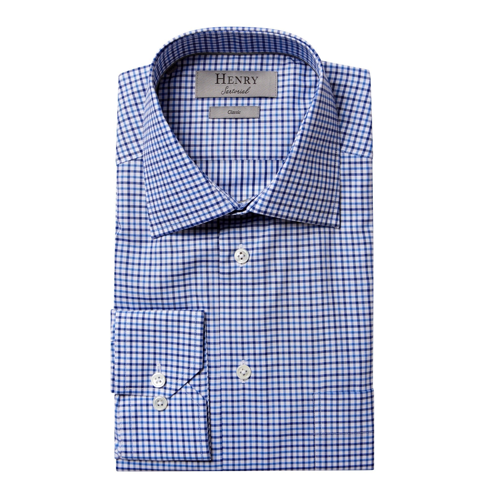 HENRY SARTORIAL Check Casual Shirt NAVY/BLUE/WHITE - Henry BucksShirts61AW240012 - NVYBLUWHT - M