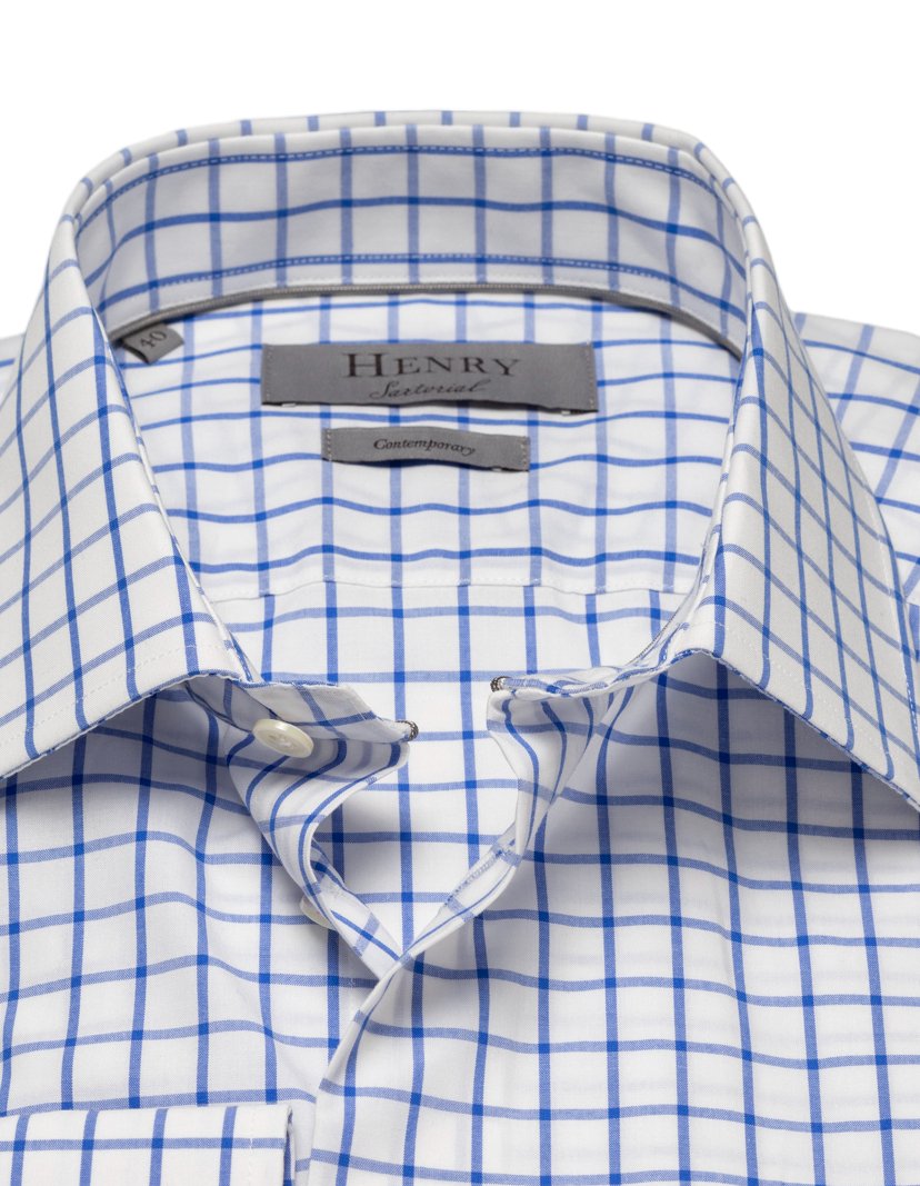 HENRY SARTORIAL Classic Blue Check Shirt CLASSIC BLUE - Henry BucksShirts01SS23006 - CLASSBLUE - 38