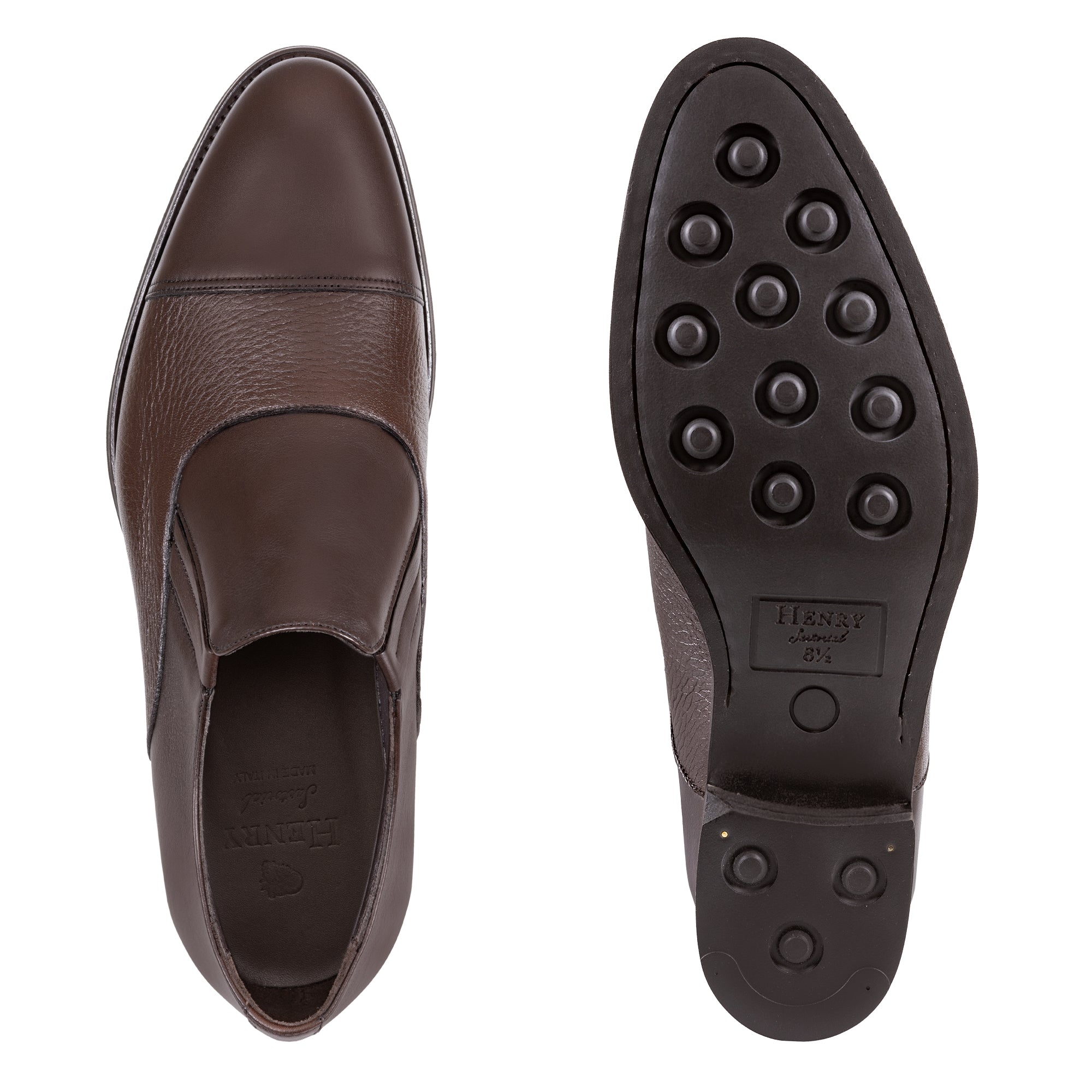 HENRY SARTORIAL Classic Elastic Loafer Toe Cap DARK BROWN - Henry BucksFOOTWEAR8000421 - BRDK - 7 1/2
