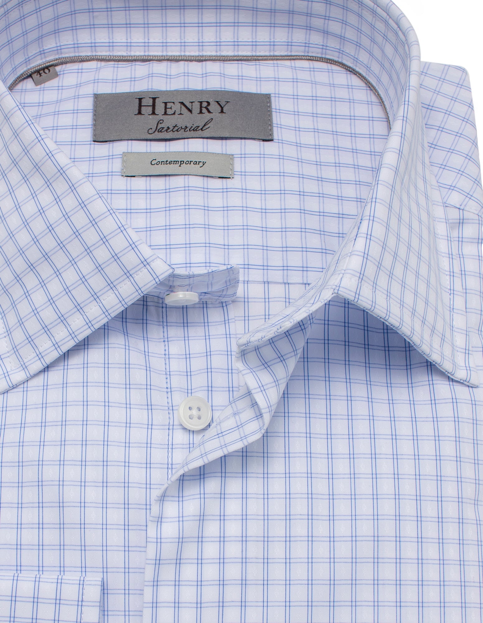 HENRY SARTORIAL Classic Fit Check Shirt BLUE/WHITE - Henry BucksShirts01AW230014 - BLWT - SC - CLAS - 43