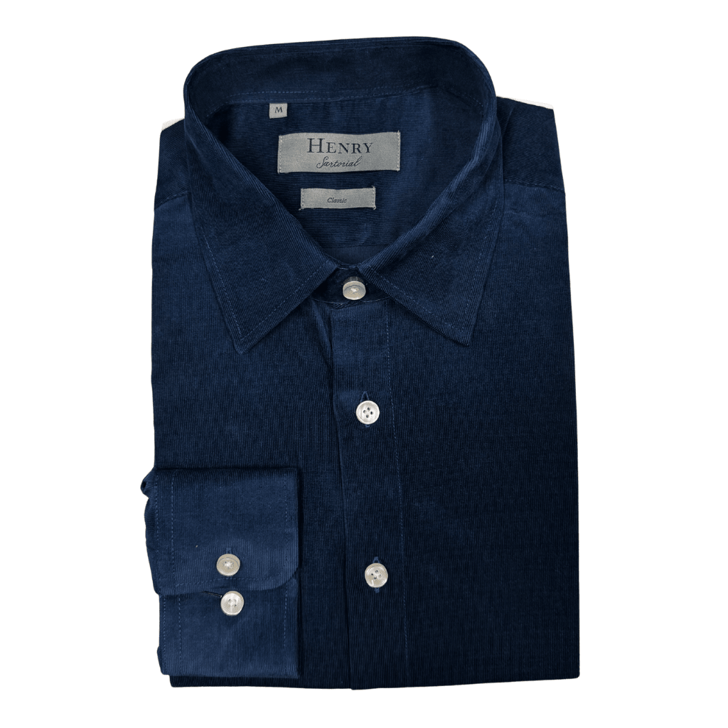 HENRY SARTORIAL Classic Fit Corduroy Casual Shirt NAVY - Henry Bucks