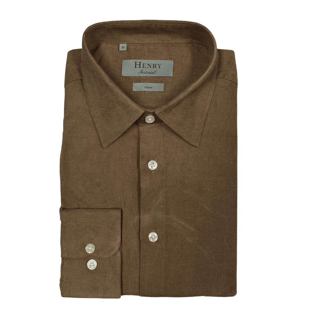 HENRY SARTORIAL Classic Fit Corduroy Casual Shirt TAN - Henry Bucks