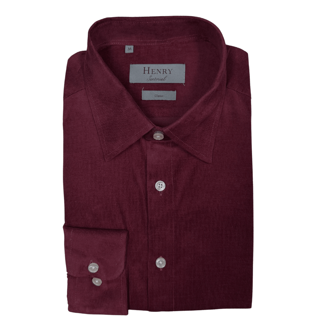 HENRY SARTORIAL Classic Fit Corduroy Casual Shirt WINE - Henry Bucks