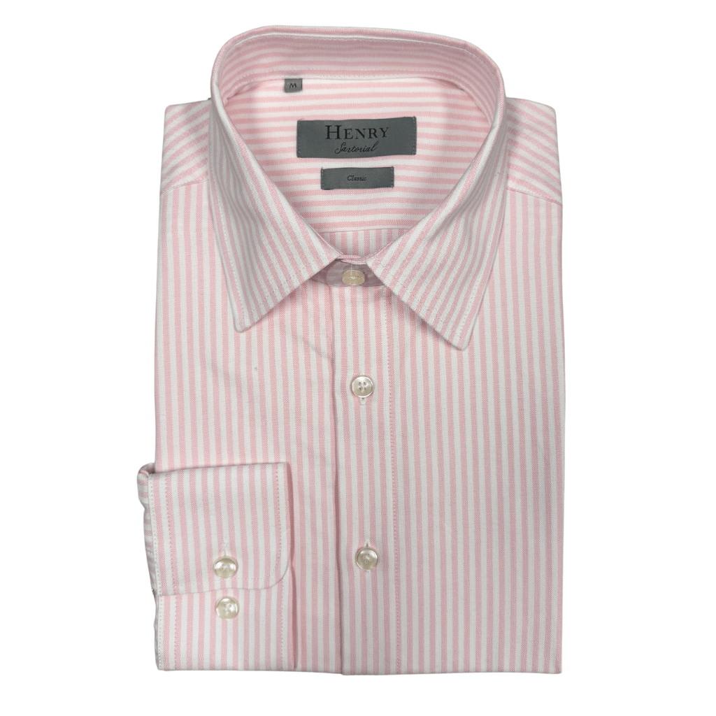 HENRY SARTORIAL Classic Fit Oxford Stripe Shirt PINK/WHITE - Henry Bucks
