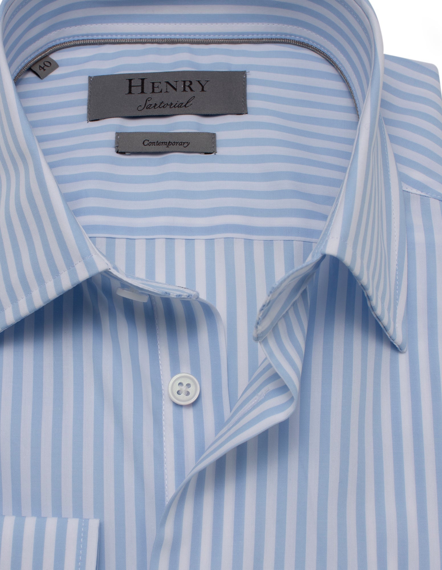 HENRY SARTORIAL Classic Fit Stripe Shirt BLUE/WHITE - Henry BucksShirts01AW230012 - BLWT - SC - CLAS - 43