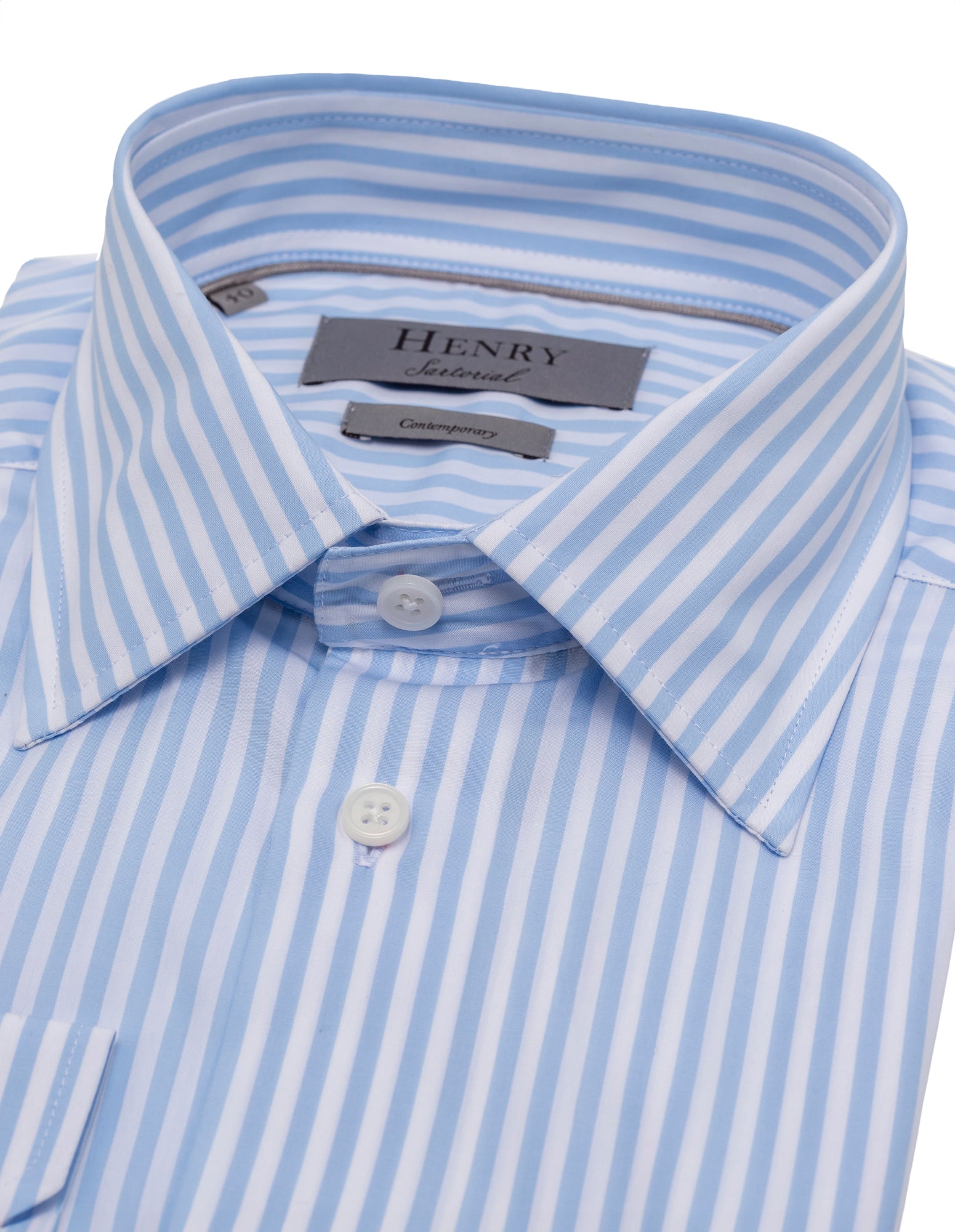 HENRY SARTORIAL Classic Fit Stripe Shirt BLUE/WHITE - Henry BucksShirts01AW230012 - BLWT - SC - CLAS - 43