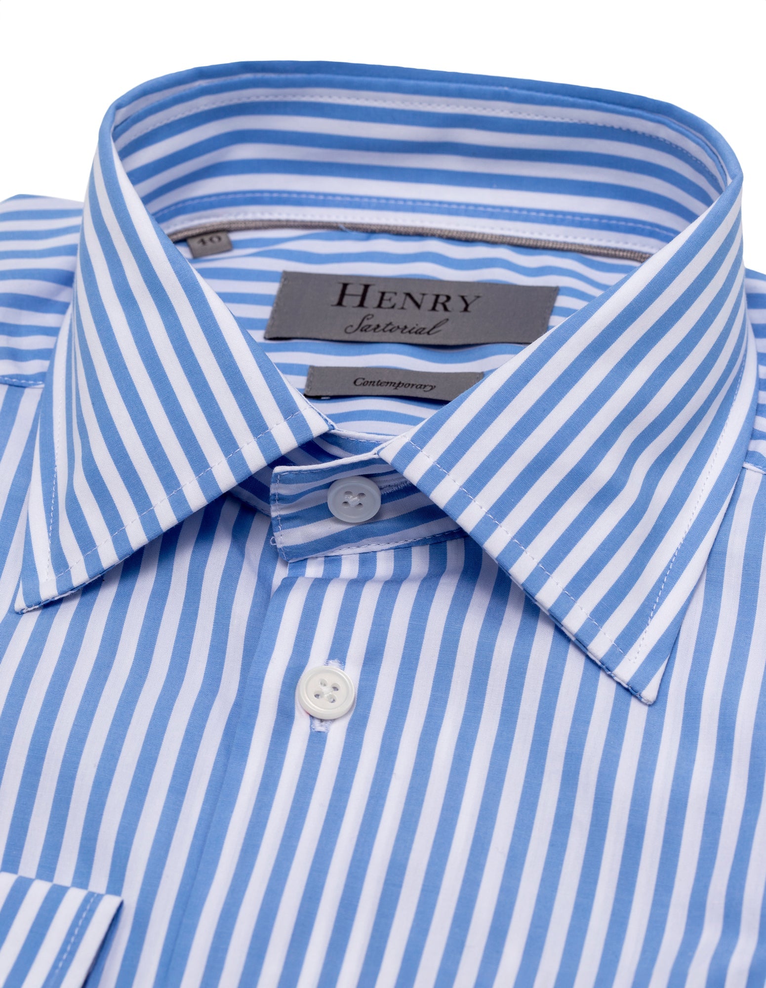 HENRY SARTORIAL Classic Fit Stripe Shirt NAVY/WHITE - Henry BucksShirts01AW230012 - NVWH - SC - CLAS - 43