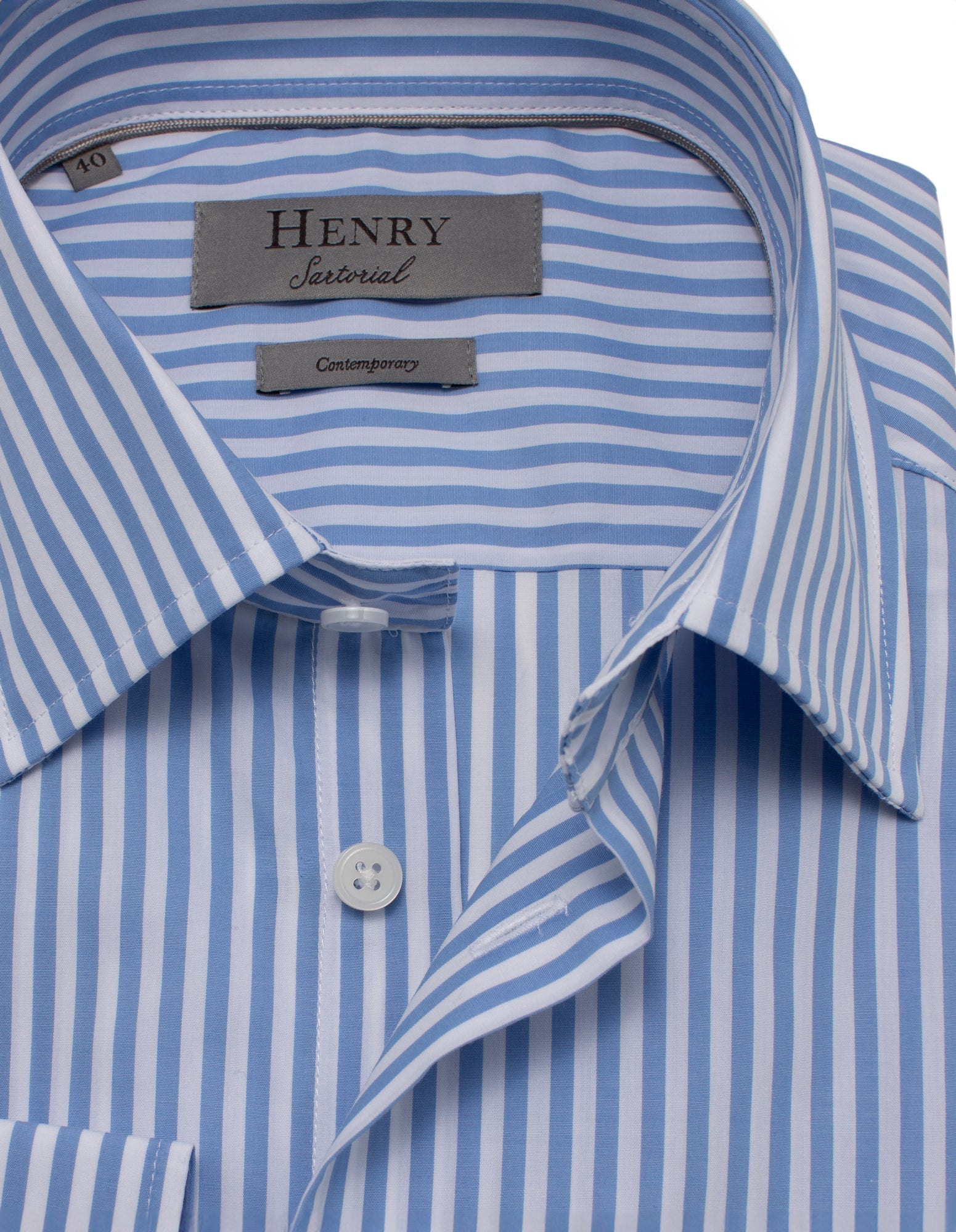 HENRY SARTORIAL Classic Fit Stripe Shirt NAVY/WHITE - Henry BucksShirts01AW230012 - NVWH - SC - CLAS - 43