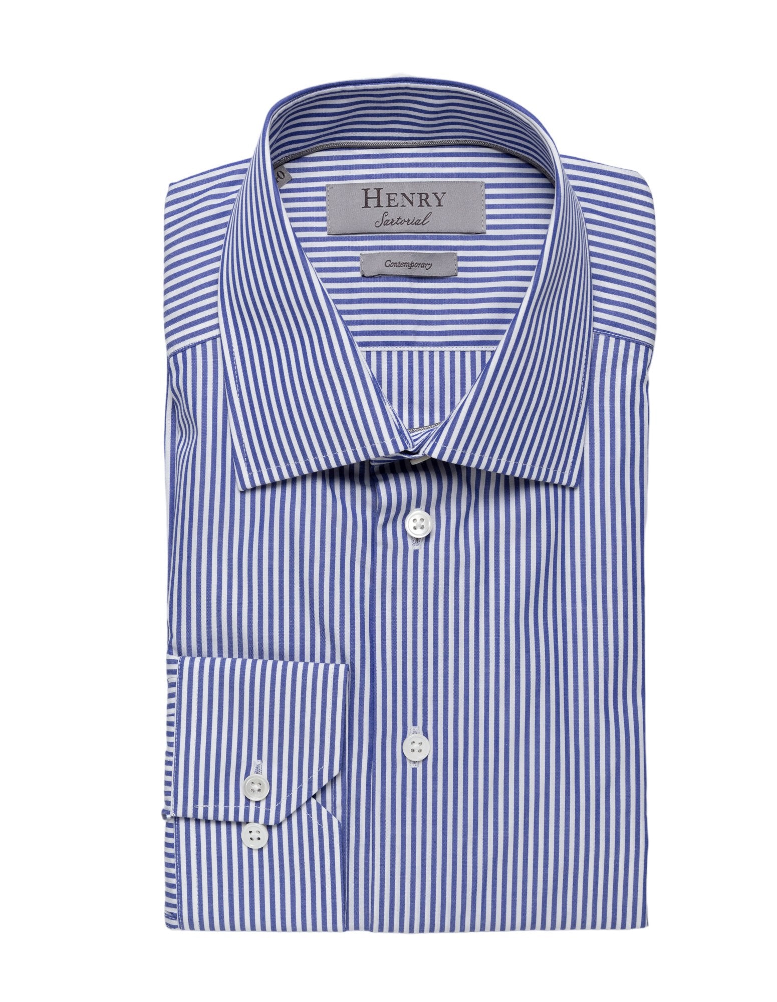 HENRY SARTORIAL Classic Navy White Shirt NAVY/WHITE - Henry BucksShirts01SS23005 - NVWH - 36