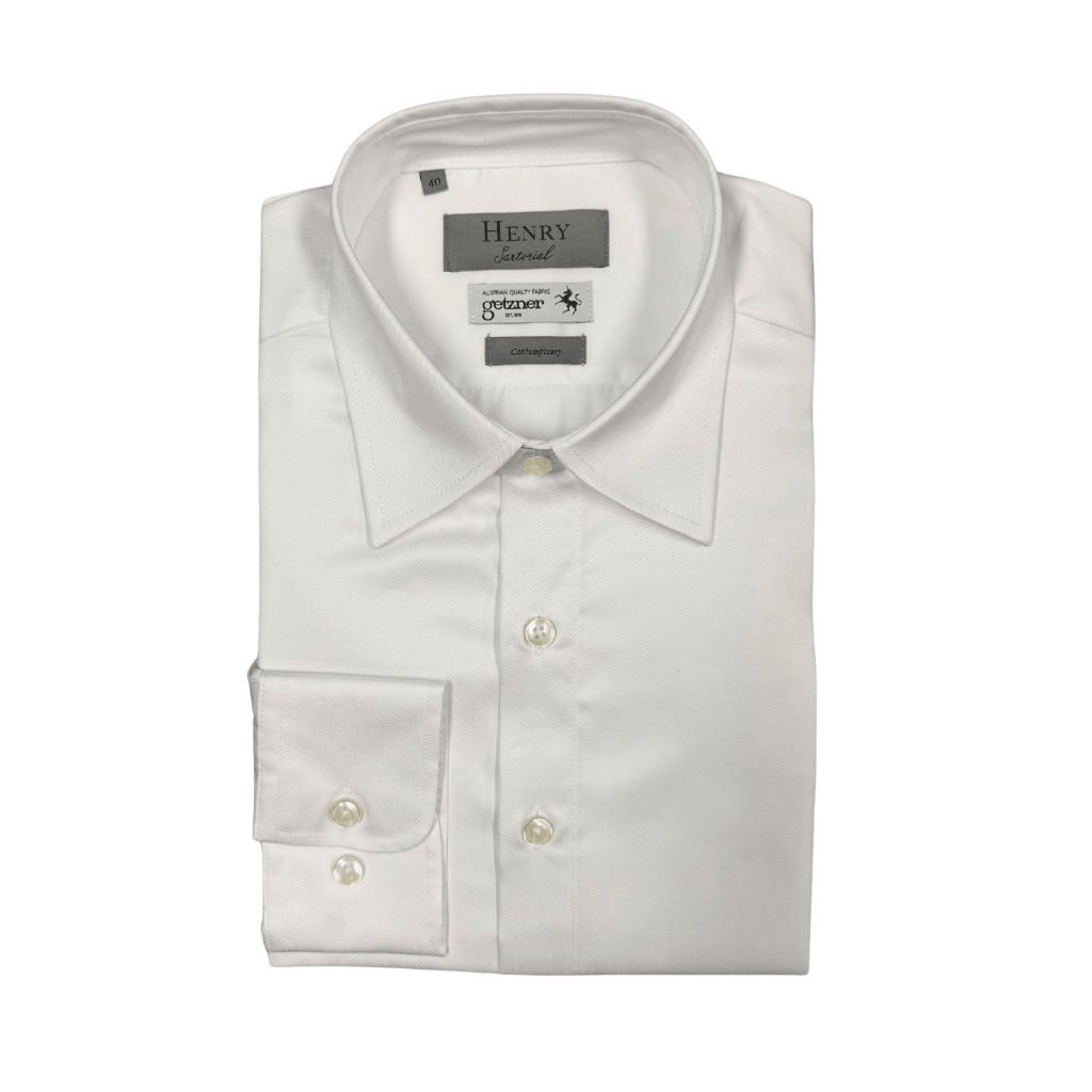 HENRY SARTORIAL Commodore Comfort Business Shirt WHITE - Henry Bucks