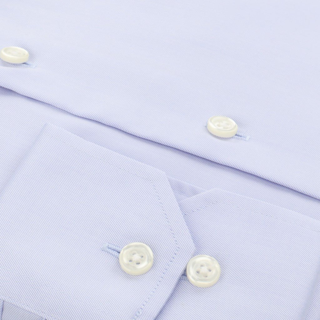 HENRY SARTORIAL Contemporary Fit Plain Twill Single Cuff Shirt SKY - Henry Bucks