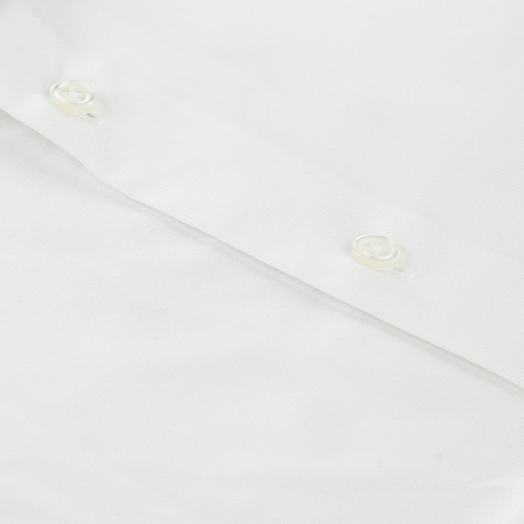 HENRY SARTORIAL Contemporary Fit Plain Twill Single Cuff Shirt WHITE - Henry Bucks