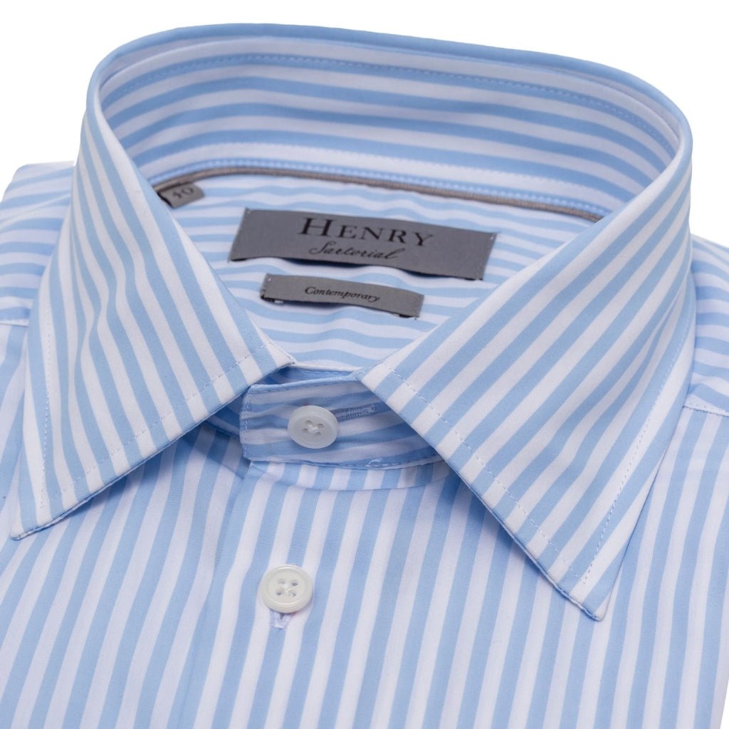 HENRY SARTORIAL Contemporary Fit Stripe Shirt BLUE/WHITE - Henry BucksShirts01AW230012 - BLWT - SC - CONT - 38