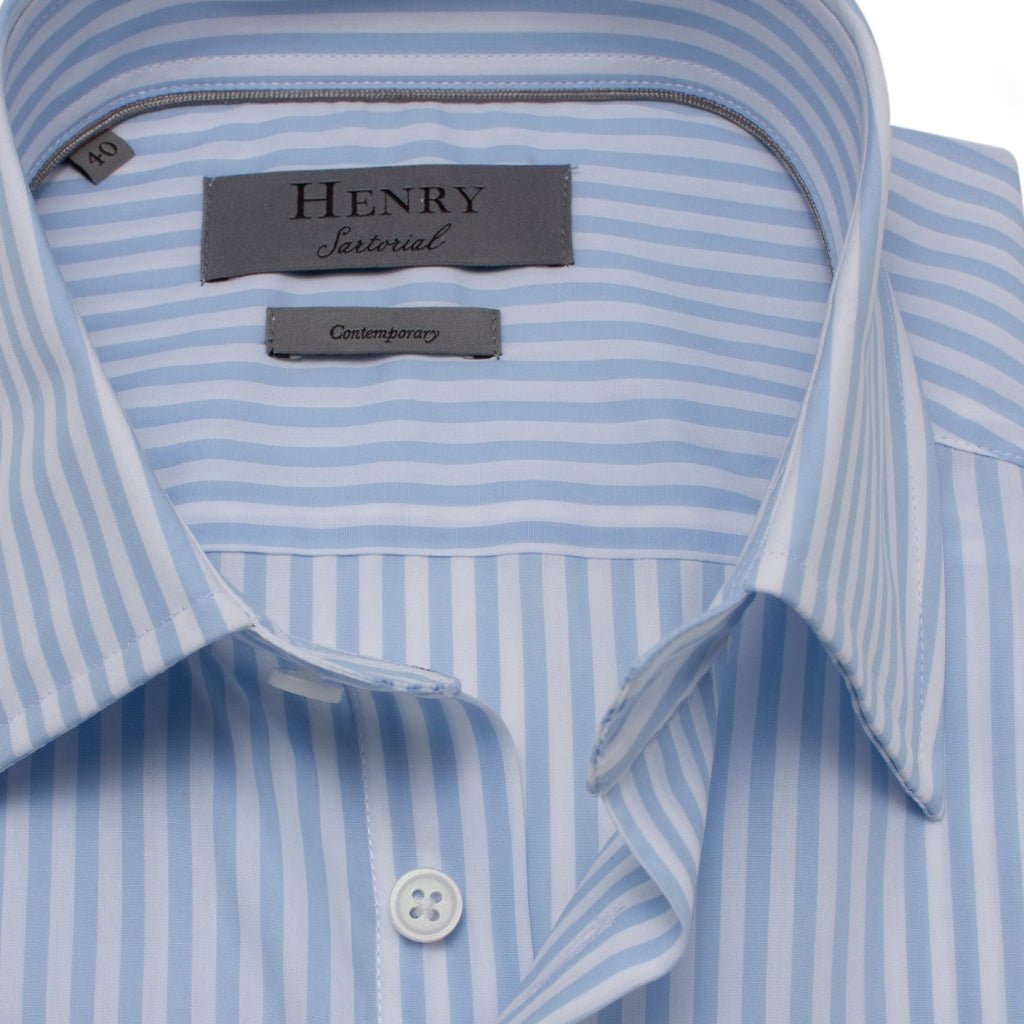 HENRY SARTORIAL Contemporary Fit Stripe Shirt BLUE/WHITE - Henry BucksShirts01AW230012 - BLWT - SC - CONT - 38