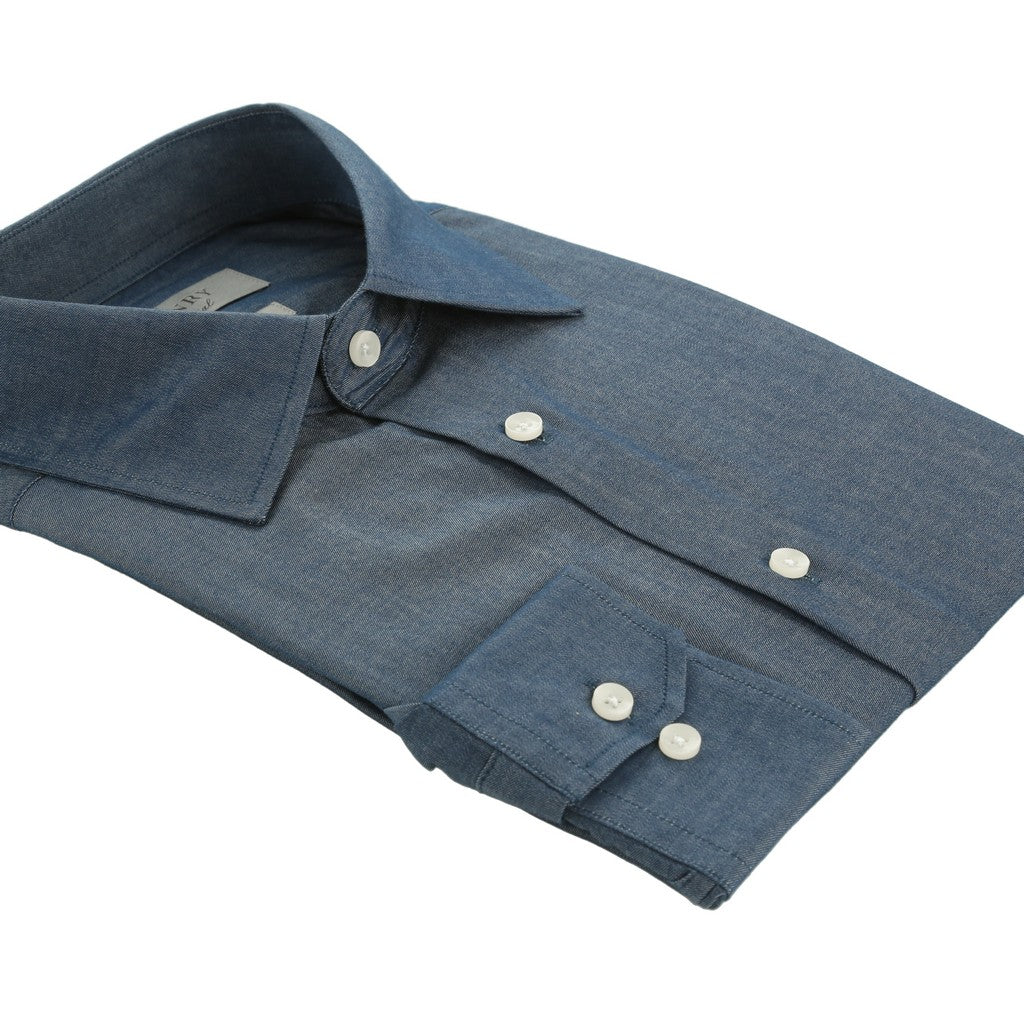 HENRY SARTORIAL Cotton Chambray Long Sleeve Slim Shirt DARK DENIM (Online only*) - Henry Bucks