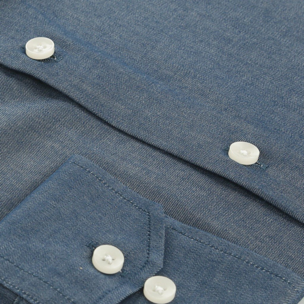 HENRY SARTORIAL Cotton Chambray Long Sleeve Slim Shirt DARK DENIM (Online only*) - Henry Bucks