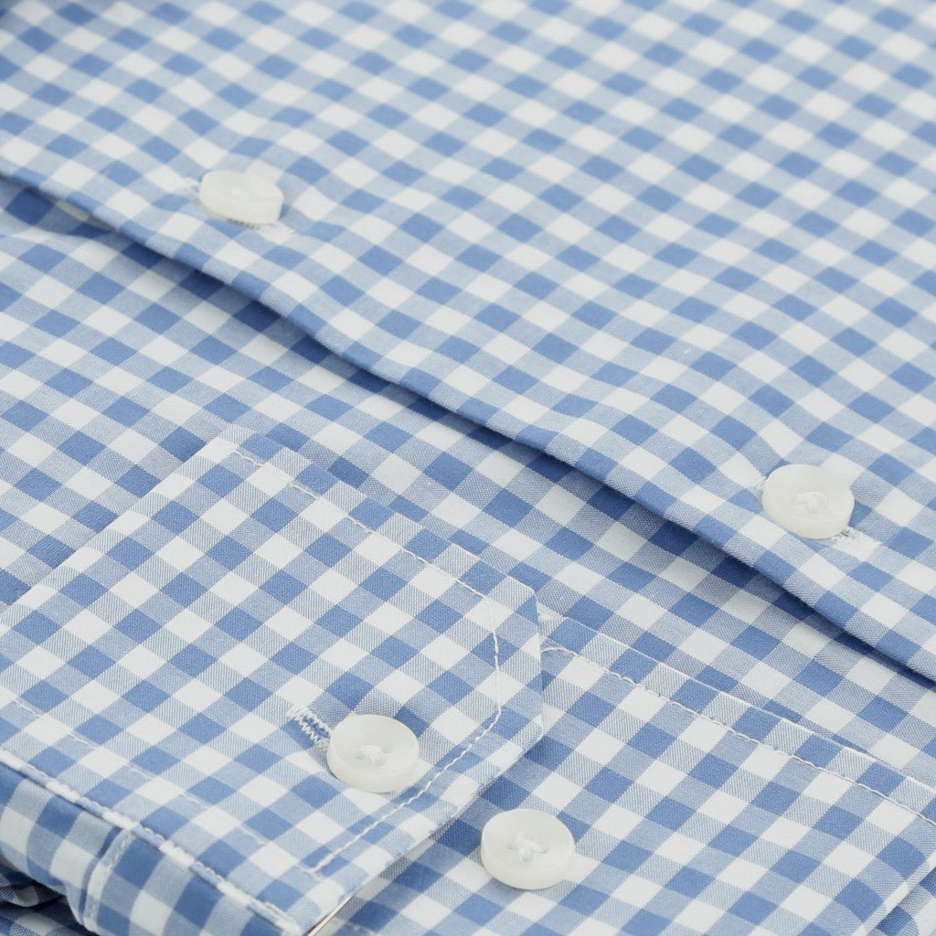 HENRY SARTORIAL Cotton Check Long Sleeve Business Shirt BLUE/WHITE (Online only*) - Henry Bucks
