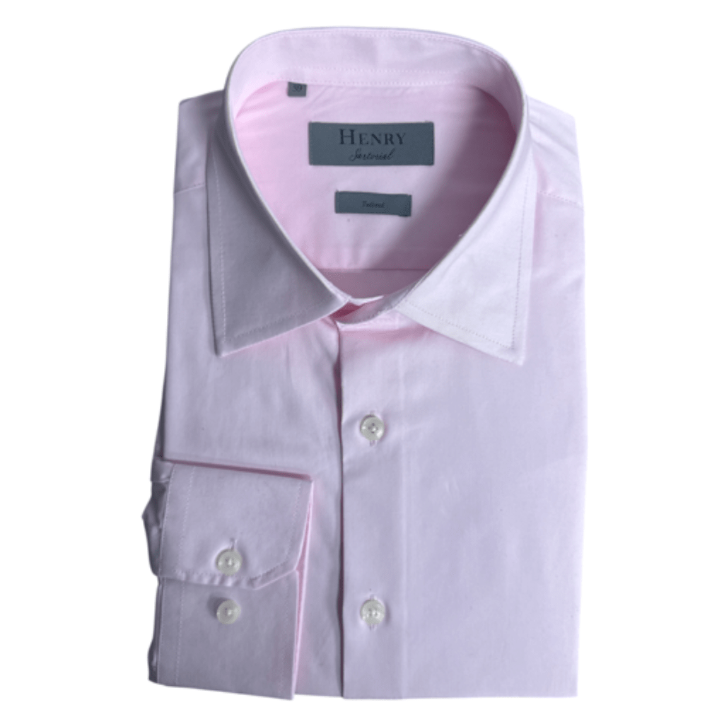 HENRY SARTORIAL Cotton Long Sleeve Business Shirt PINK (Online only*) - Henry Bucks