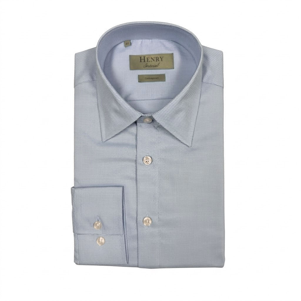 HENRY SARTORIAL Cotton Shirt BLUE - Henry Bucks