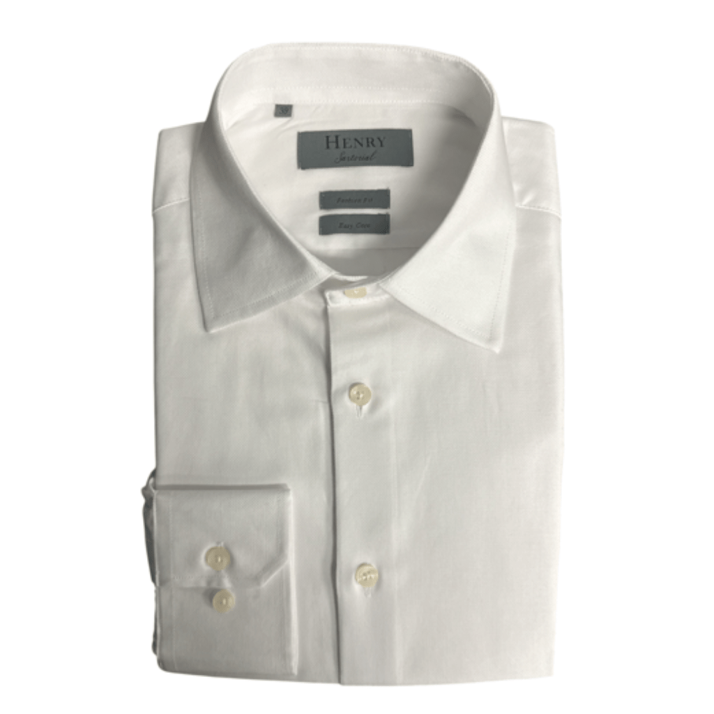 HENRY SARTORIAL Cotton Tencel Long Sleeve Business Shirt WHITE (Online only*) - Henry Bucks