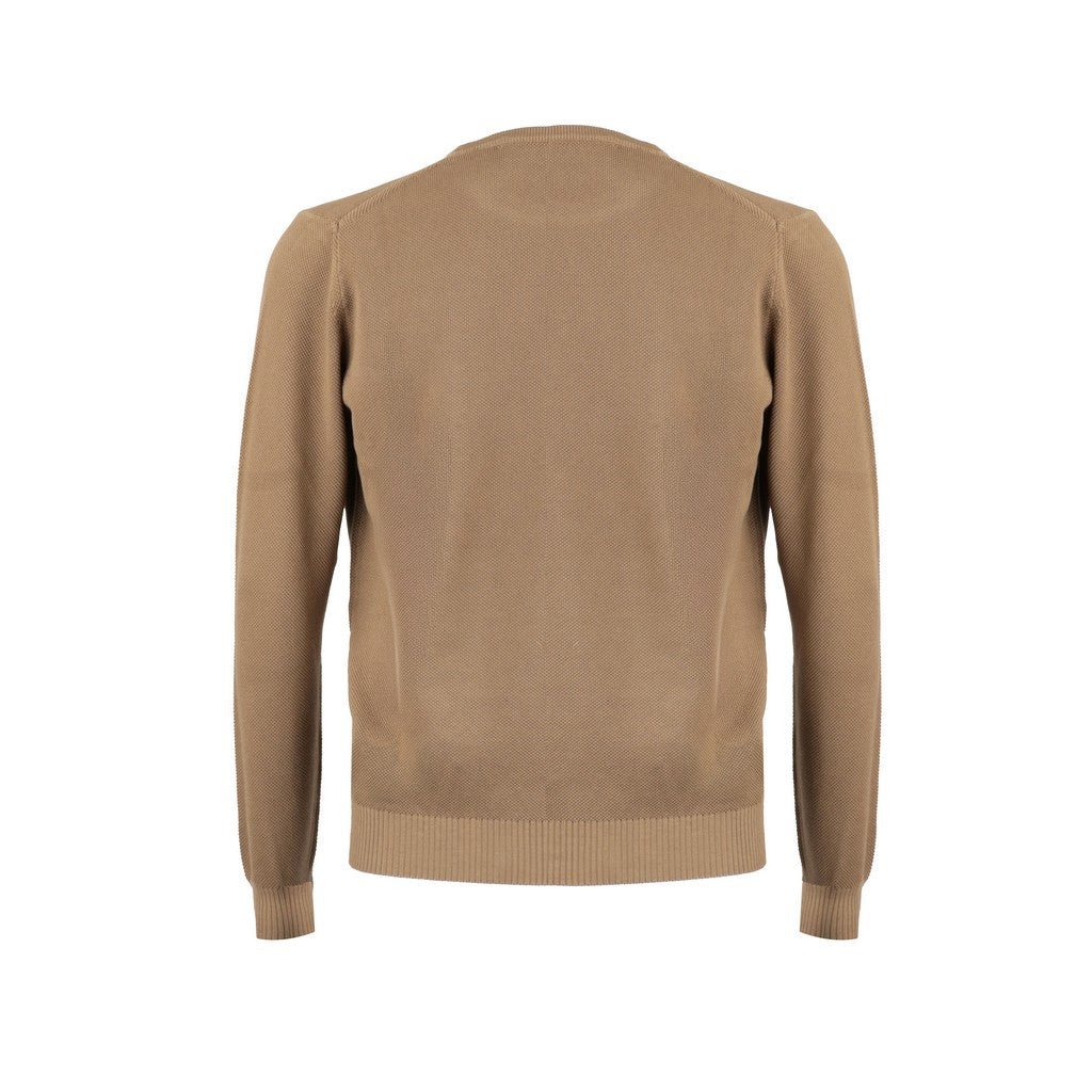 Henry Sartorial Cotton Textured Crew Neck Knit BEIGE - Henry Bucks